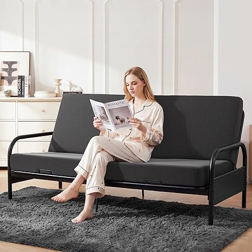 MABOZOO 6 Inch Full Size Futon Mattress, Foldable Futons Sofa Couch Bed Foam Floor Mattress Fits Futon Frames (Frame Not Included, Gray)