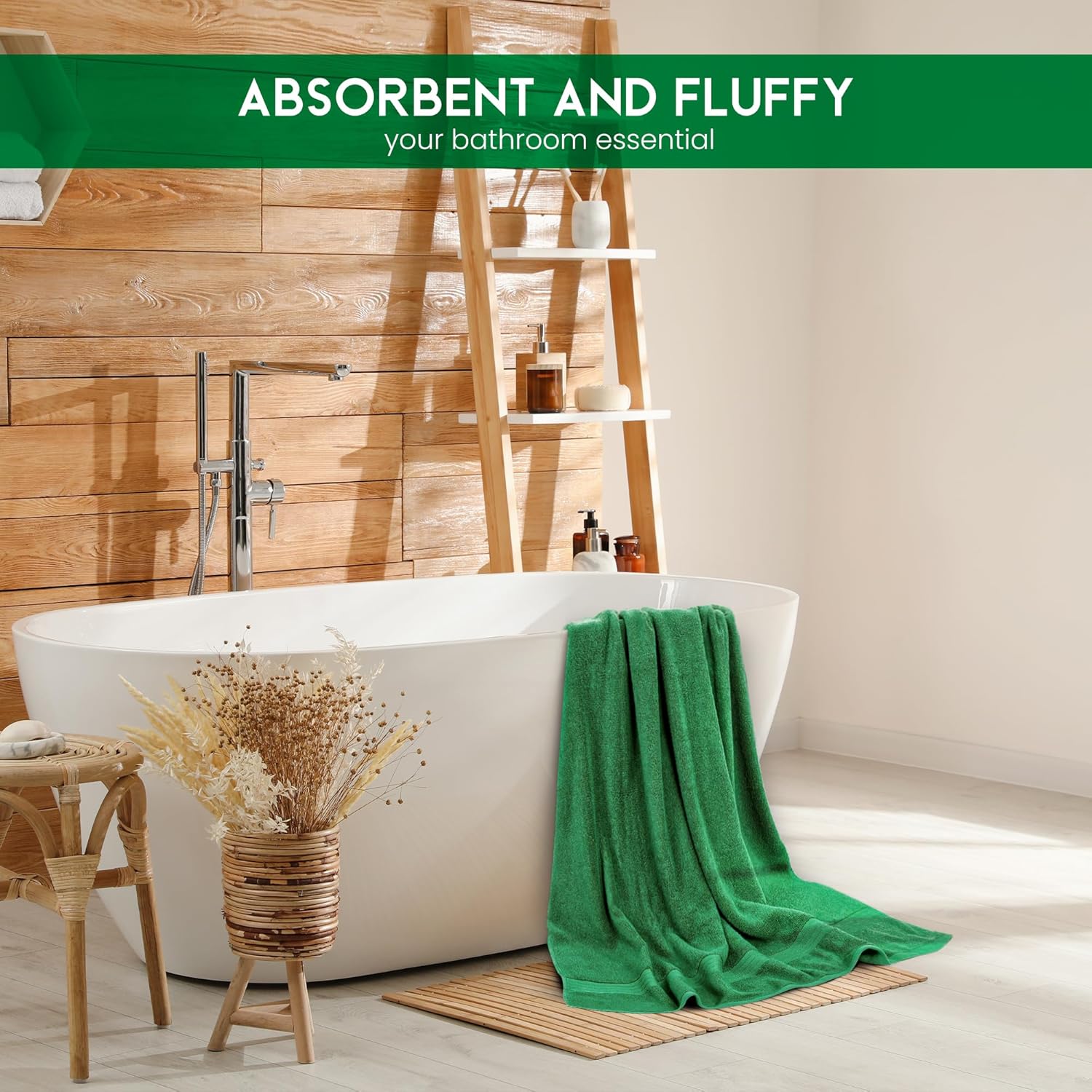 Bliss Casa 4 Pack 100% Cotton Bath Towels - Ultra Soft & Highly Absorbent Thick Bathroom Towel Set (27 X 54 Inch) - Durable, Luxurious, Quick-Dry & Long-Lasting Premium Quality Towels for Everyday Use