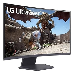 LG 27GS60QC-B Ultragear Curved Gaming Monitor 27-Inch QHD (2560x1440) 180Hz 1ms 1000R AMD FreeSync HDR10 HDMIx2 DisplayPort Borderless Design Black Stabilizer DAS Crosshair FPS Counter - Black