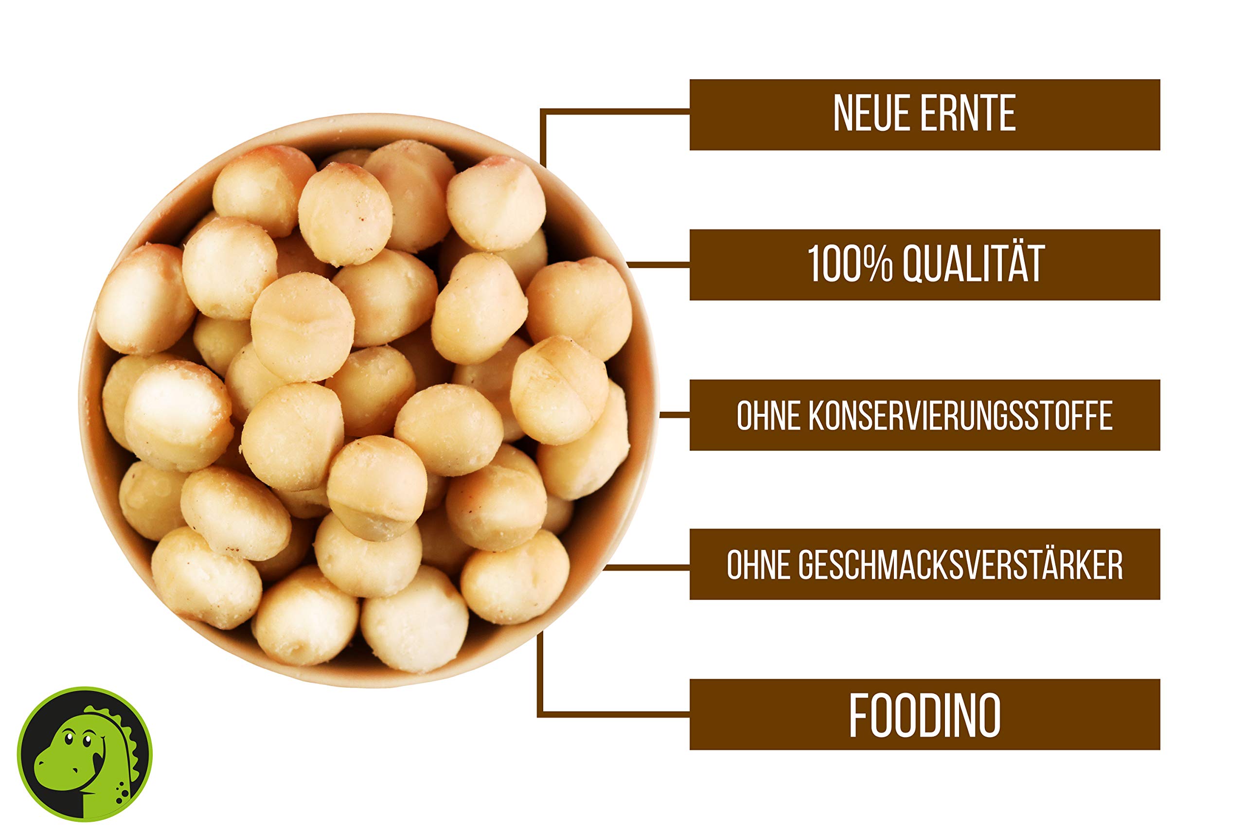 Macadamia naturbelassen ungeröstet ungesalzen roh Macadamianüsse ohne Schale Macadamianuss unbehandelt 100% Natural 500g - 5kg Macadamianusskerne wiederverschließbar Premium Qualität FOODINO (1kg)