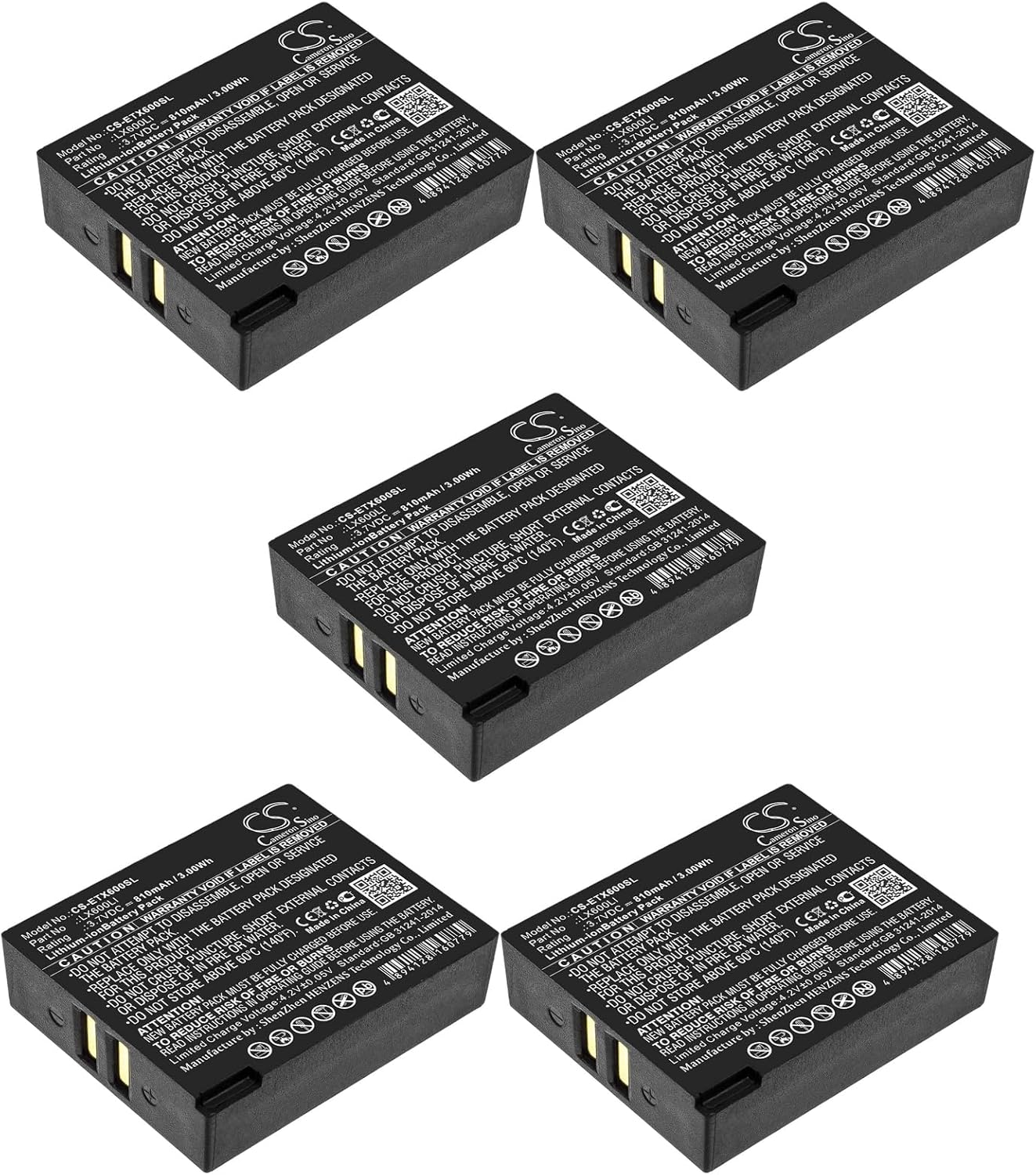 (5-Packs) LX600LI Battery 810mAh Replacement for Eartec Ultralite HUB Hub (3.7V)