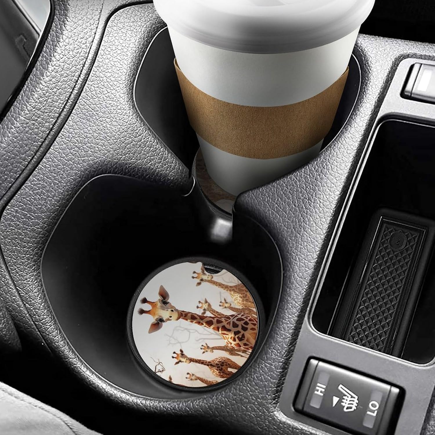 4 PCS Car Cup Holder Coasters Cute Cartoon Funny Giraffes Non-Slip Car Coasters Car Interior Accessories for Women Men image 5