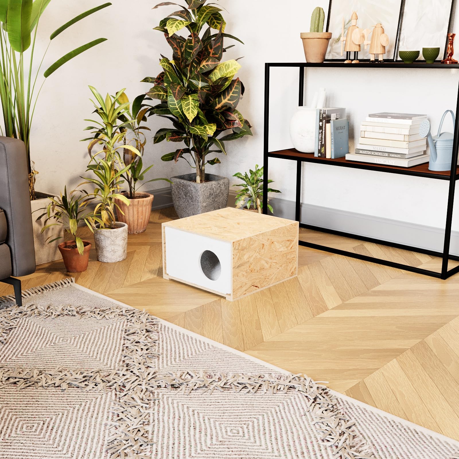 QLS Katzenhaus aus Styropor mit OSB Verkleidung 43 x 41 cm Natur