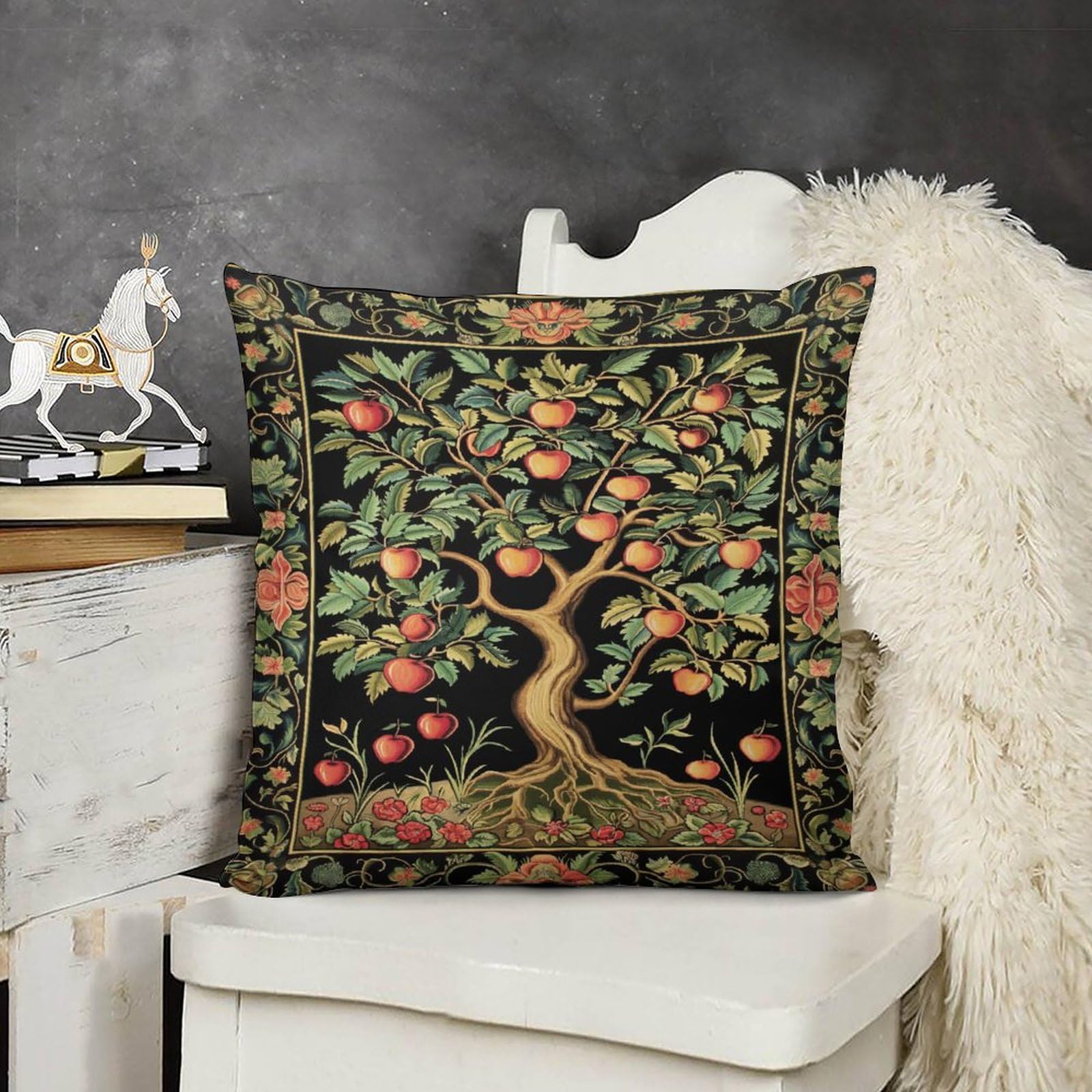 WEINIYA 20x20" Cotton Linen Throw Pillow Cover - William Morris Vintage Floral Print - View #6