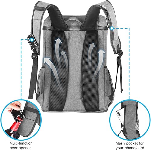 Miniatura 5 de SEEHONOR Mochila térmica aislada a prueba de fugas, suave, ligera, con enfriador, para almuerzo, picnic, senderismo, camping, playa, parque, viajes