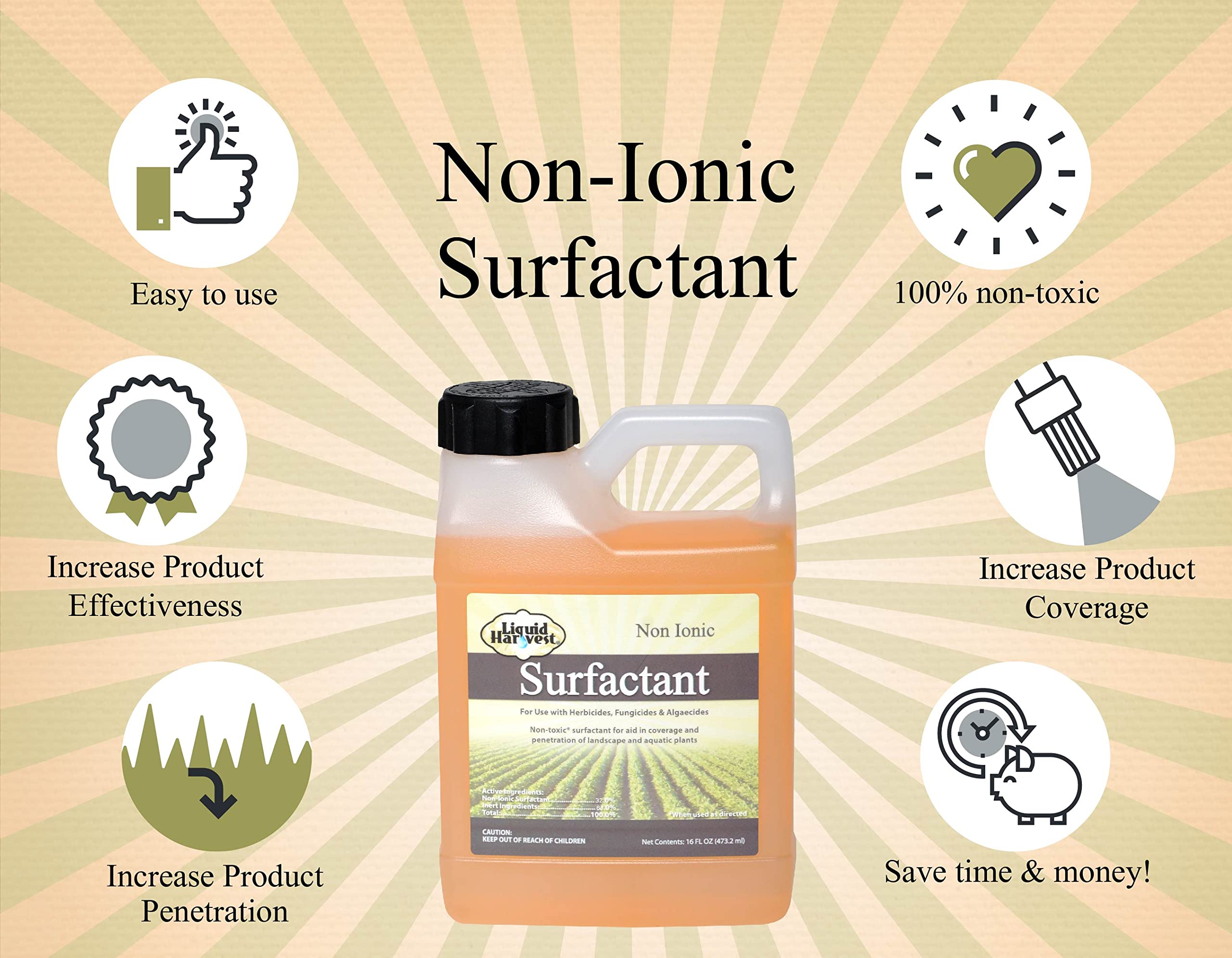 Concentrated Surfactant for Herbicides NonIonic 16oz, Increase Product