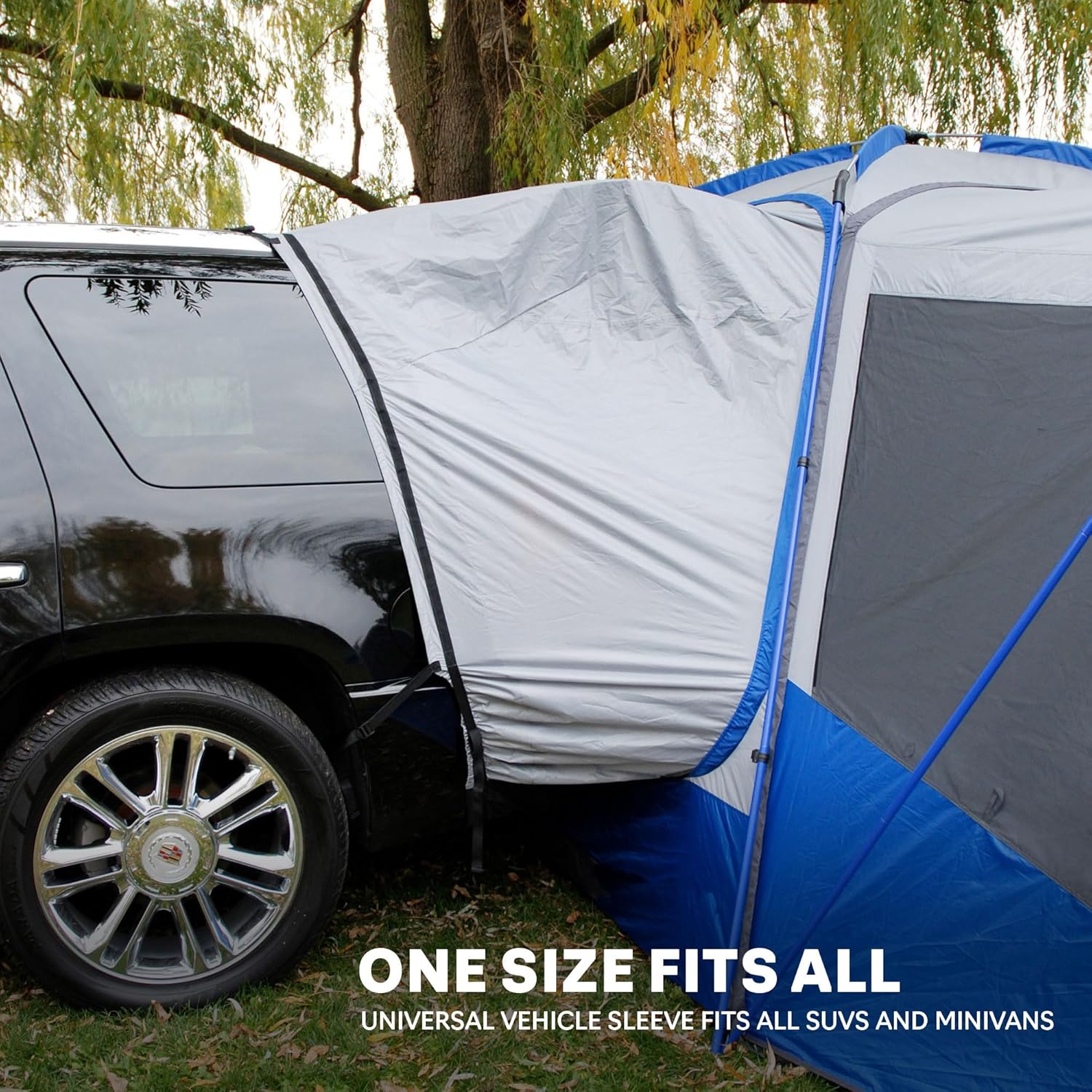 Napier Sportz SUV Tent with Screen Room | 10'x10' Car Camping Tent with 7'x6' Screen Room and Awning | Fits All CUVs, SUVs, Minivans | Sleeps 6 Adults | Blue/Gray | Model 84000