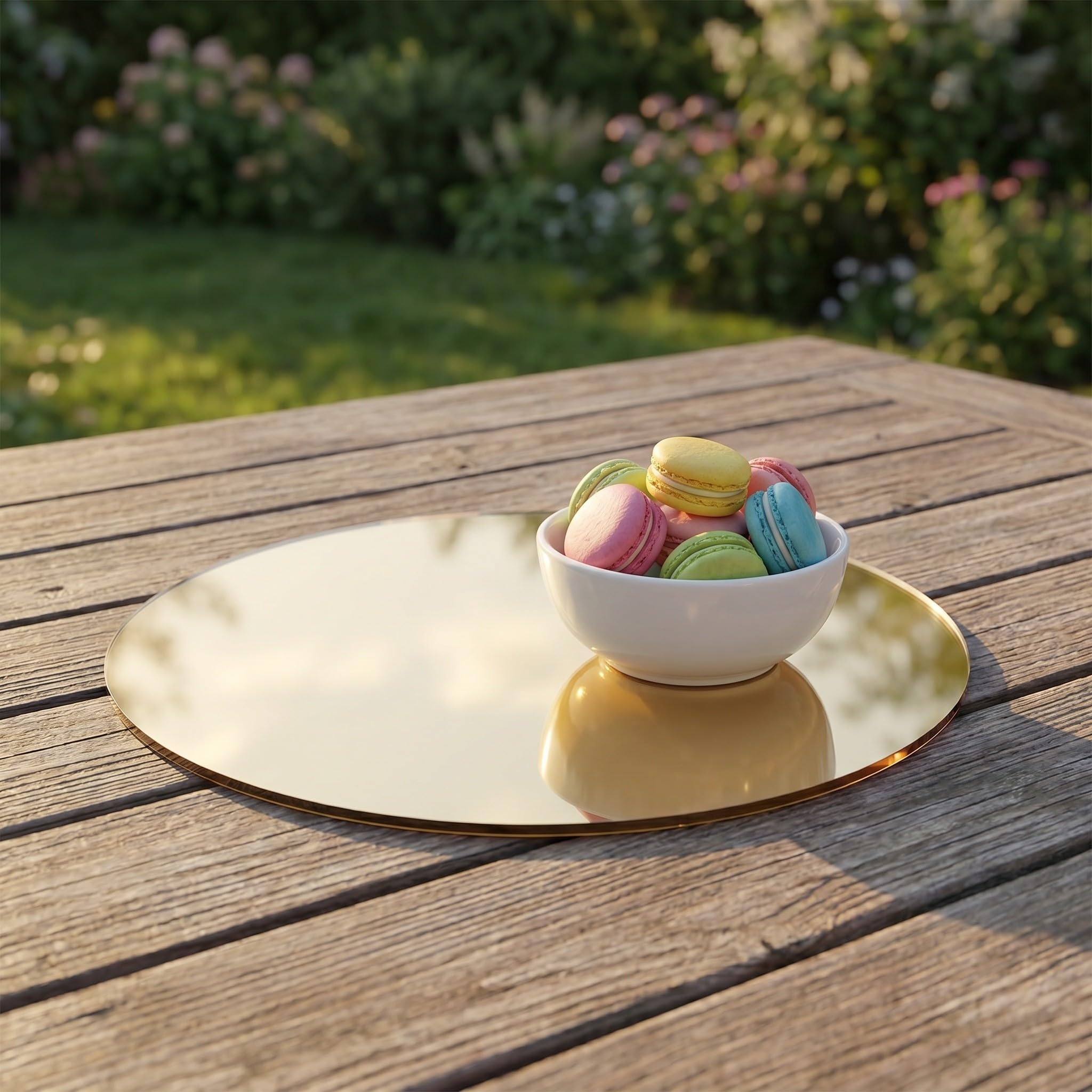 Operitacx Set di 4 vassoi decorativi rotondi in acrilico, specchietti in acrilico da 30 cm (11,8") ideali per centrotavola, esposizione di profumi, decorazioni per matrimoni e servizi