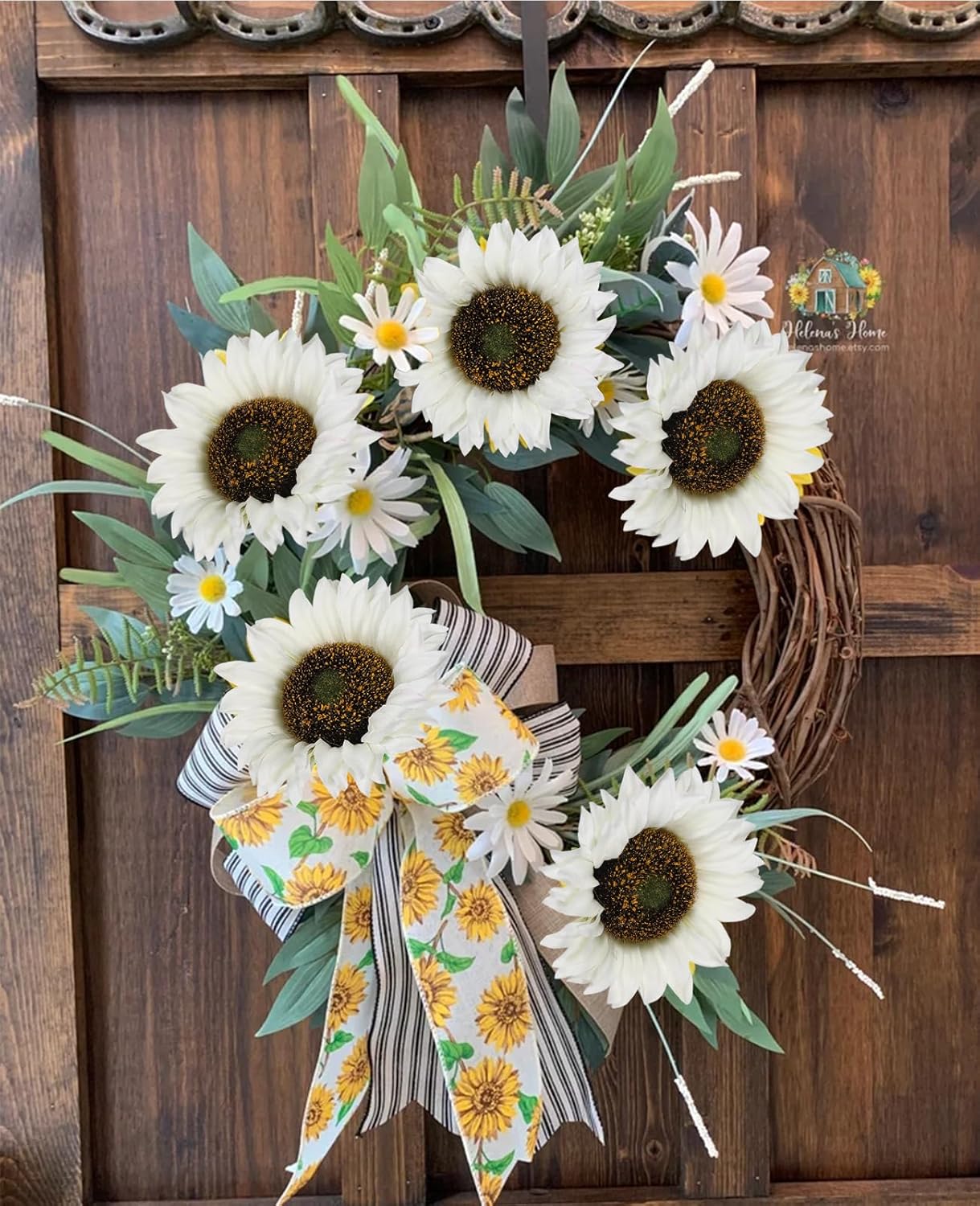 IPOPU Artificial Sunflowers 20" Sunflowers Artificial Flowers 8PCS Long Stem Sunflowers with Leaves Large Silk Fake Sunflowers Decoration for Outdoor Home Party Wedding DIY Decor(White) - Image 3