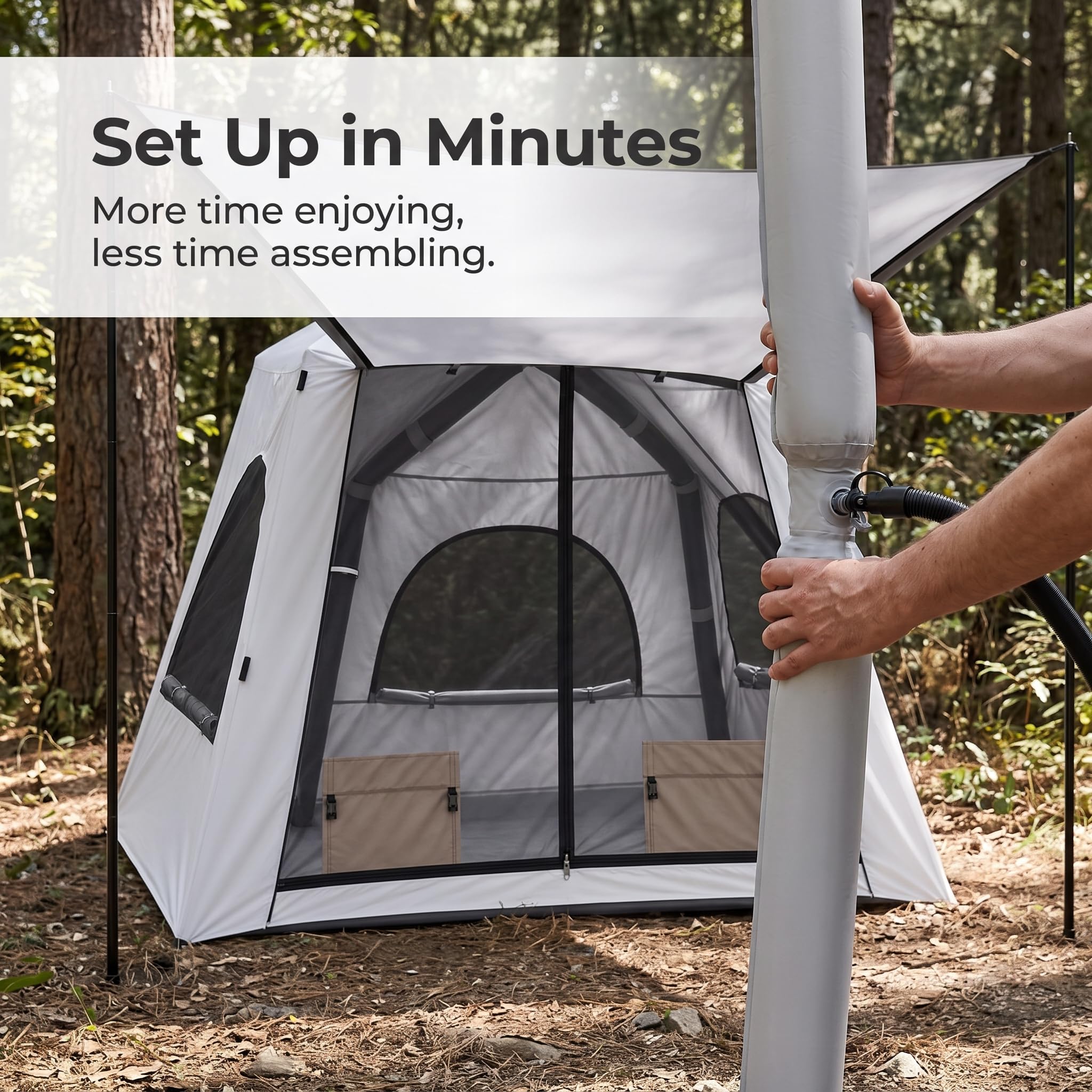 Carpa Inflable para Acampar 3 a 6, Tienda Impermeable Montaje rápido, para