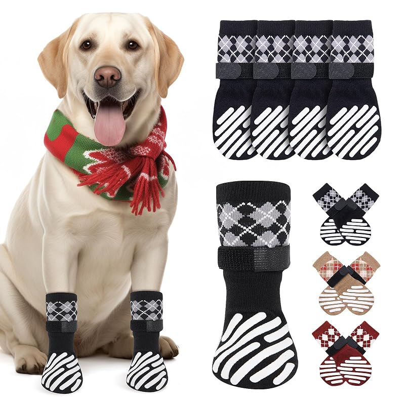 Protetor de patas para cães em algodão com sola antiderrapante LOOBANI Preto XS
