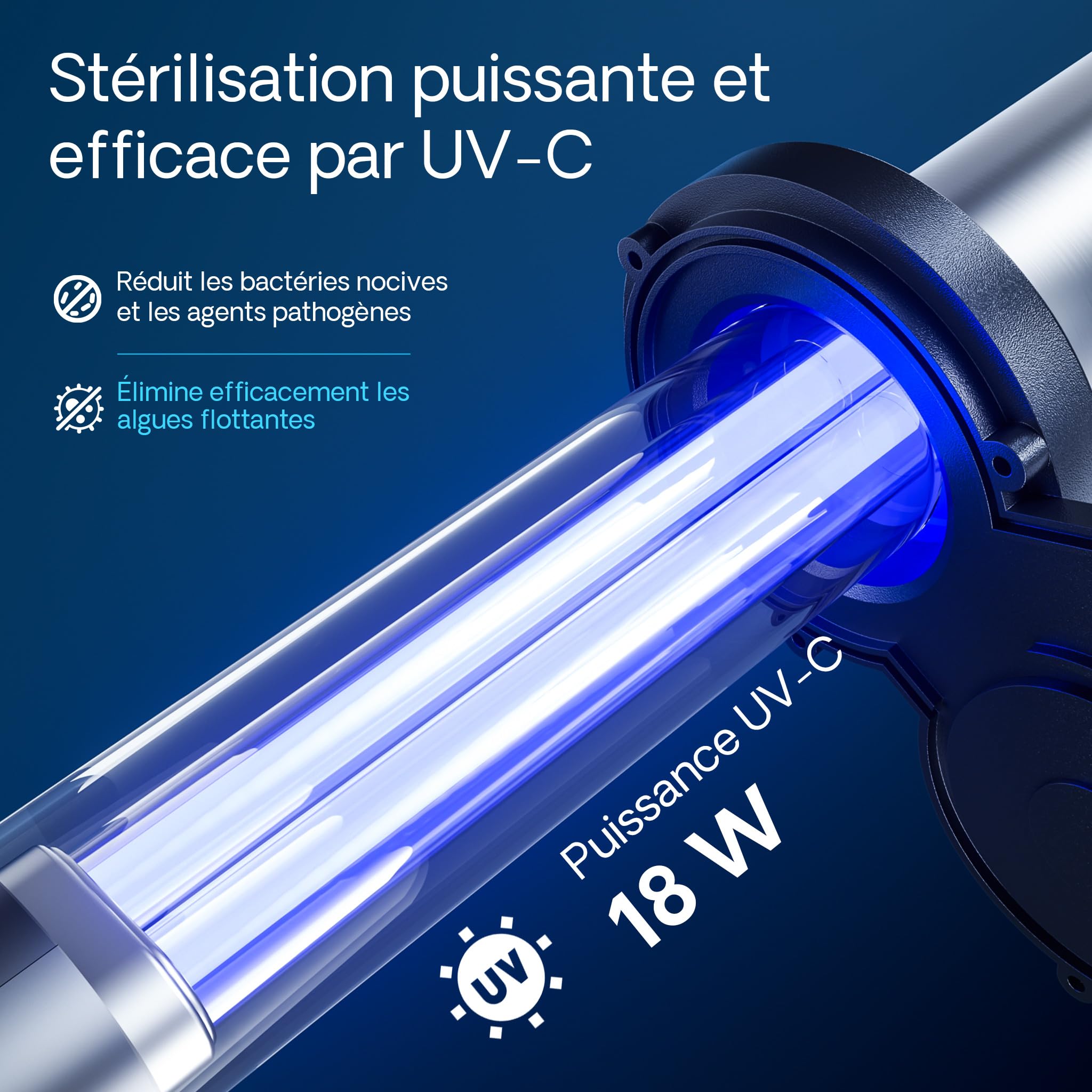 SunSun CPA-15000 Filtre de bassin à pression avec stérilisation UV - 382 x 382 x 713 mm - 18 W/étang 30000 l max. / réservoir - Nettoyage facile - Filtration eau à grand débit