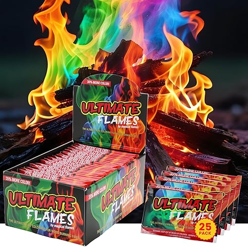 Miniatura 24 de Magical Flames Paquetes que cambian de color para fogata (paquete de 25), paquetes de color fuego para artículos esenciales de campamento, fogata