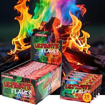 Fire Color Packets (Ultimate 25 Pack), Vibrant Multi-Color Fire for Fire Pits, Campfires, Bonfires & Fireplaces - Camping Essentials & Outdoor Party Accessories