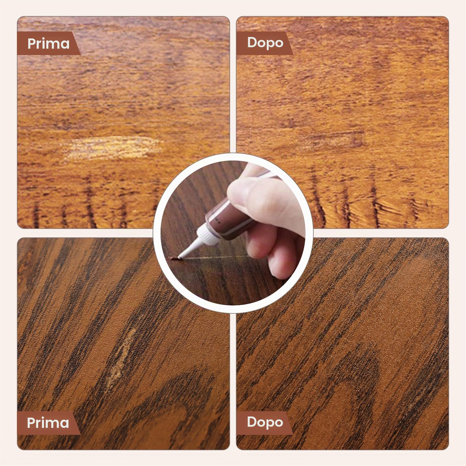 DEWEL Kit Riparazione Mobili, 12 Colori Kit di Riparazione per Legno, Stucco per Legno, Colori per Legno per Riparare Graffi, Crepe, Scolorimento Superfici