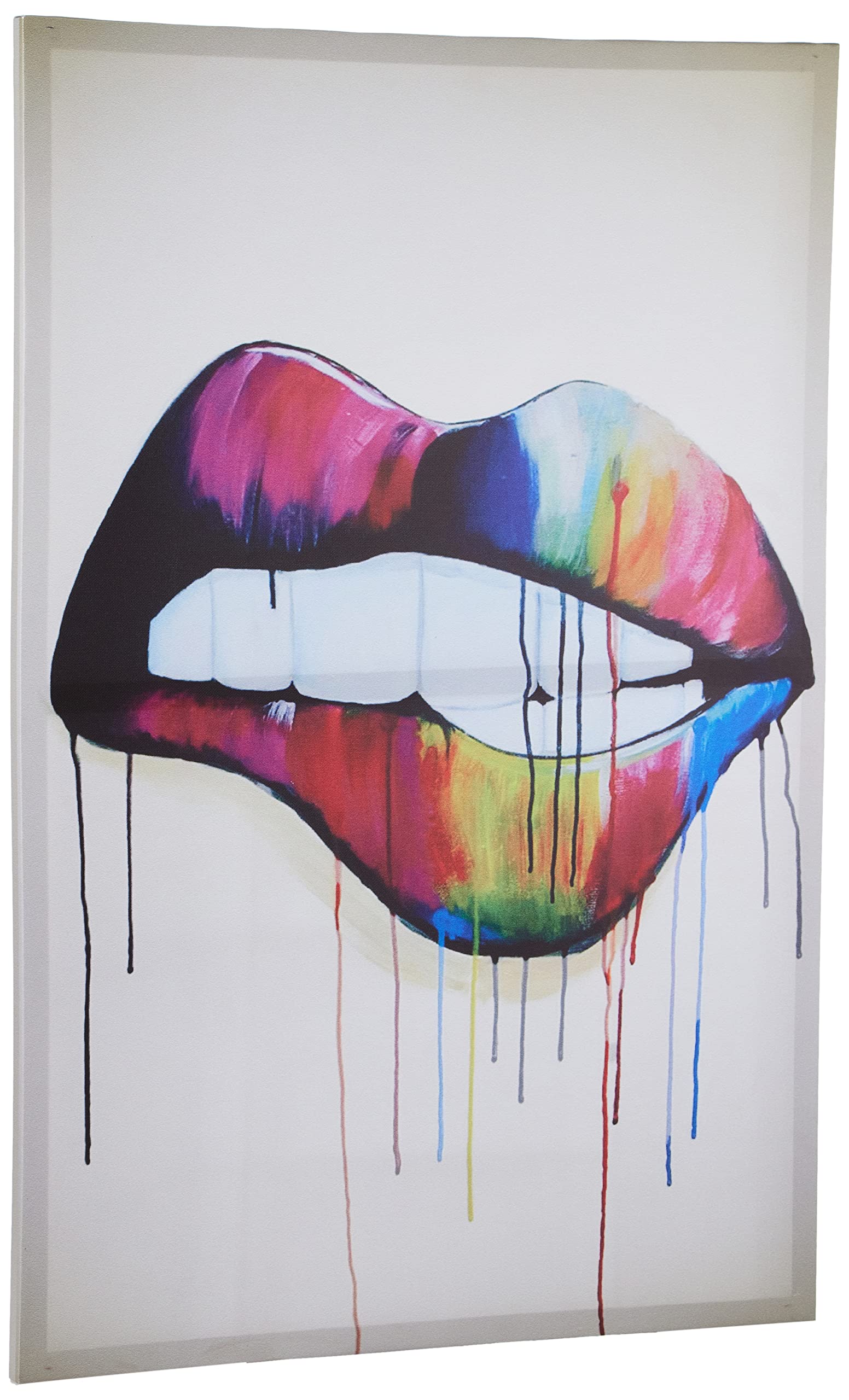Faicai Art Sexy Colorful Lips Street Art Canvas Prints Wall Art Pop Art Abstract Paintings Posters Modern Wall Decor Pictures for Home Decor Living Room Bedroom Bathroom Office Wooden Framed 24"x36"