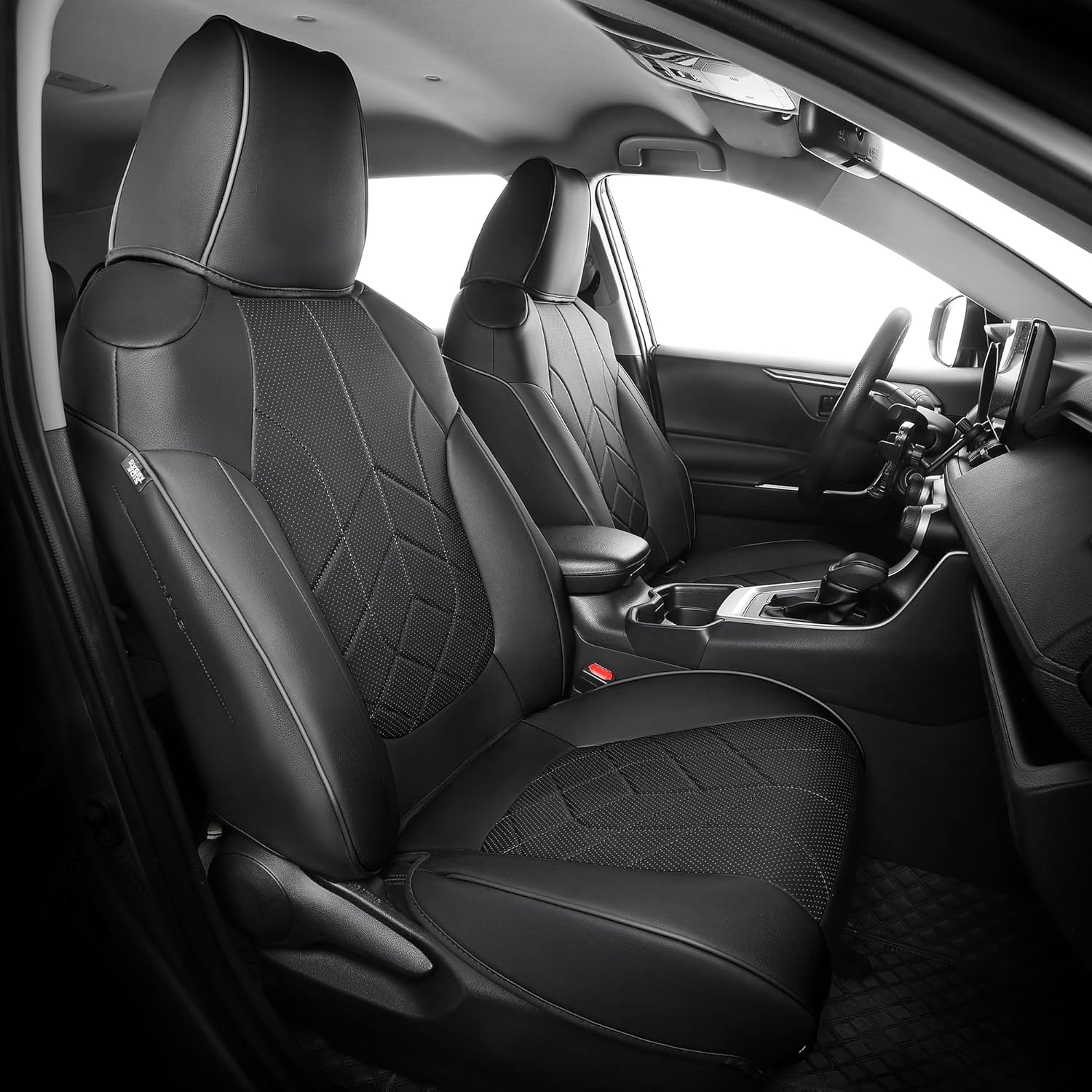 for Toyota RAV4 Seat Covers 2019 2020 2021 2022 2023 2024 2025 RAV 4 LE XLE Limited XLE Premium (Gas not for Hybrid) - Custom Leather Car Seat Covers Full Set - Black Black 2019-2025 RAV4 GAS Model