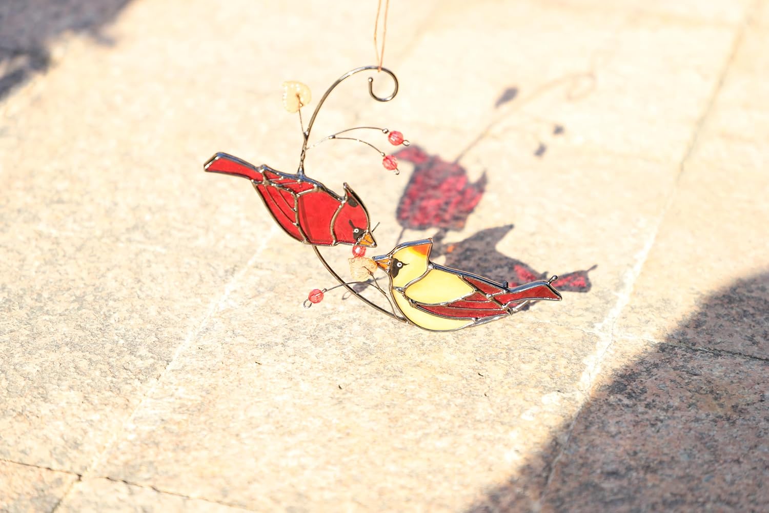 Handmade Cardinal Stained Glass Suncatchers Window Hanging Ornament for Christmas,Memorial Gifts for Women,Red Birds Sun Catcher Decora,Bird Lover Gifts,Real Glass Unique Design - Image 6