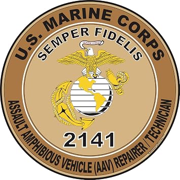 U.S.M.C. MOS 2141 Assault Amphibious Vehicle AAV Repairer/Technician Decal 5.5" - Desert Tan