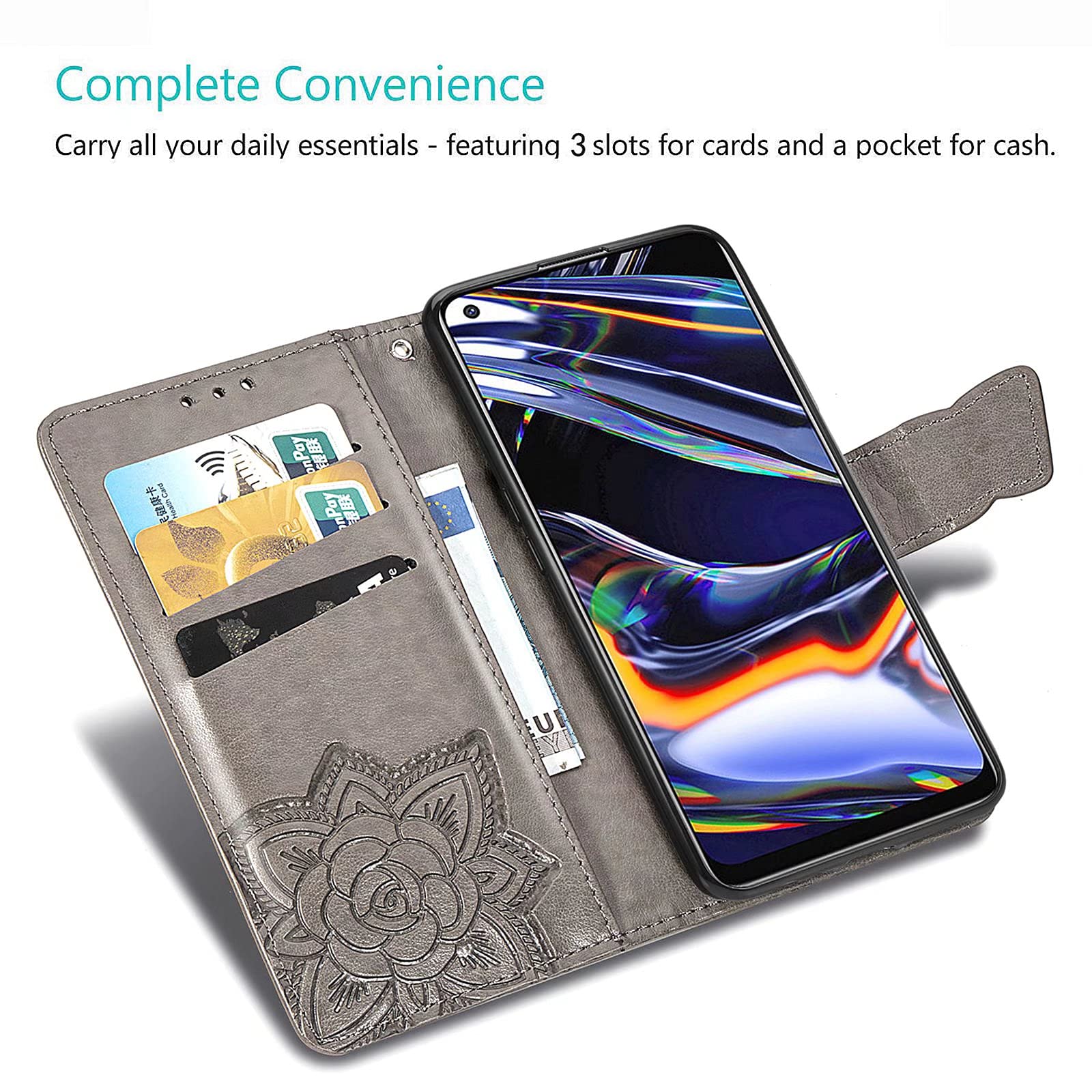 Custodia Portafoglio In Pelle PU Per Huawei Mate 50 Pro, Con Slot Per Carte E Tasca Porta Contanti, Antigraffio, Antiurto, Protezione Completa, Rosa