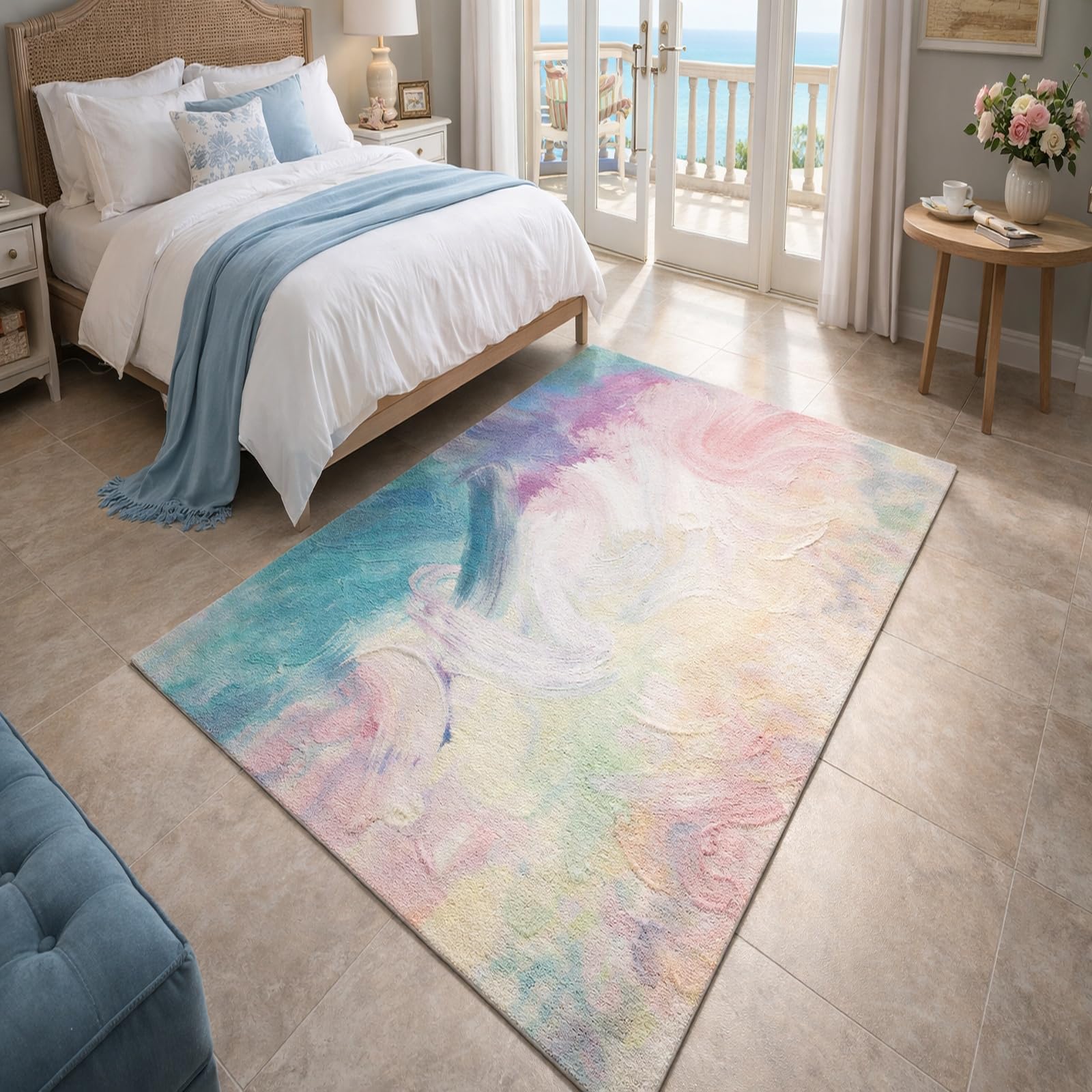 Tapis à poils courts multicolore 200 x 280 cm pour décoration de chambre
