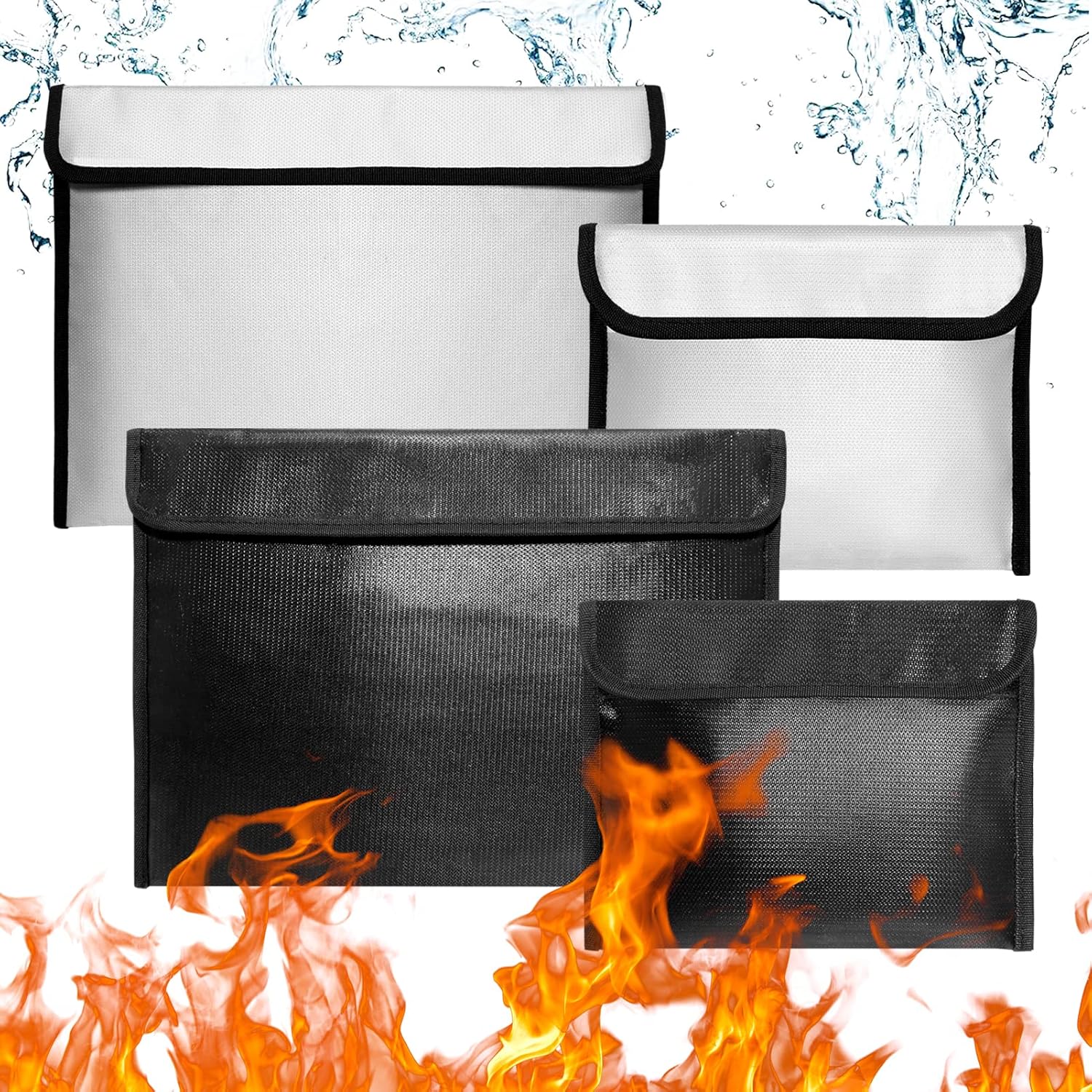 4 pcs Home Office Fireproof Bag for Documents Valuables