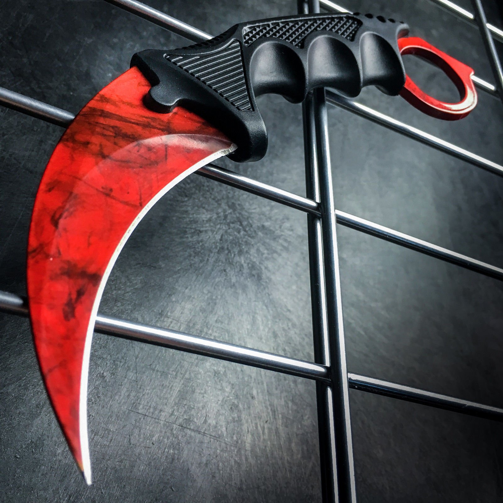 CS:GO RUBY GAMMA Doppler Karambit Hawkbill Full Tang Tactical Neck Knife w/ABS Sheath - (Limited Edition)