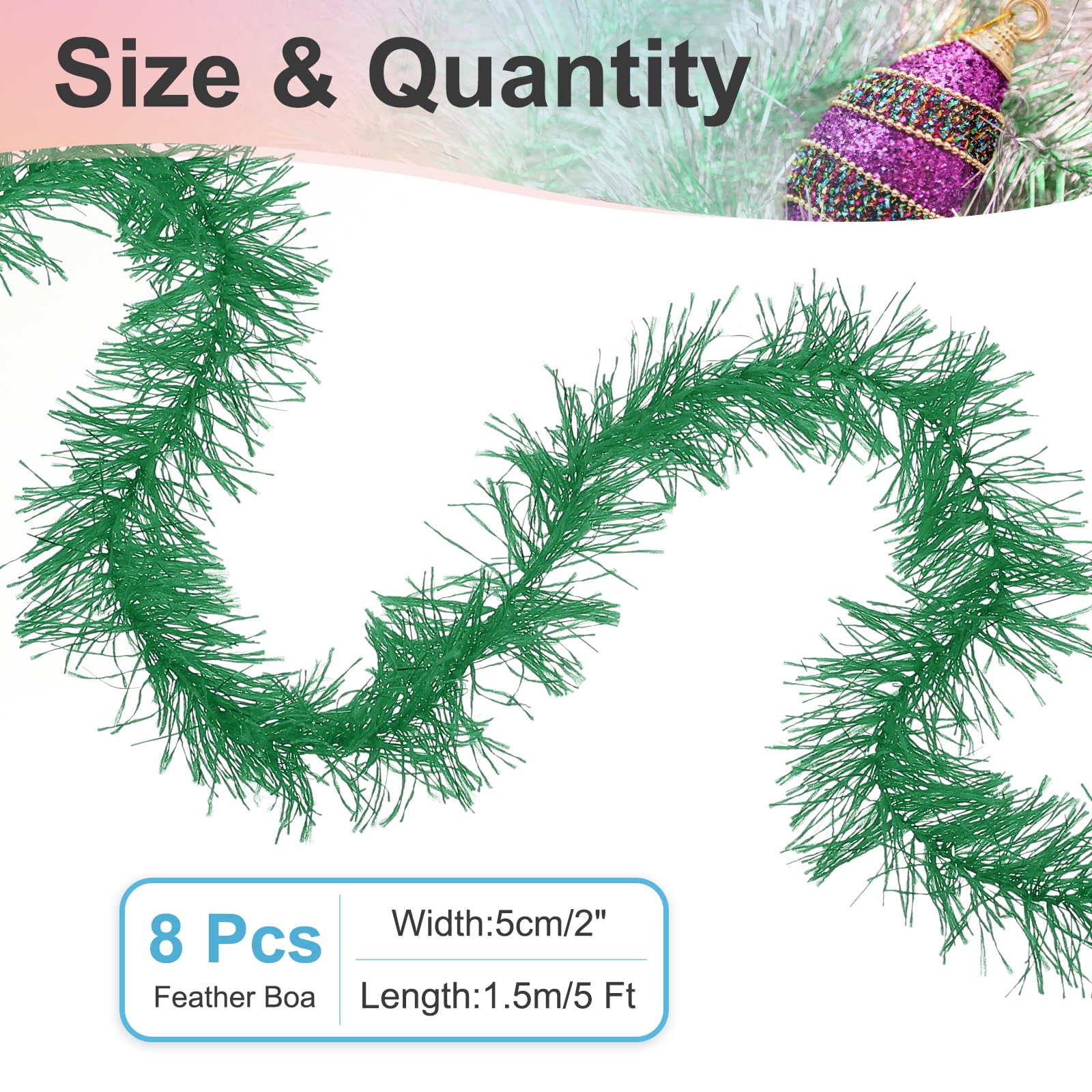 PATIKIL 5Ft Feather Boa, 8 Pcs Artificial Fluffy Feather Boas Party Decorations for DIY Crafts Wedding Costume, Christmas - Image 2