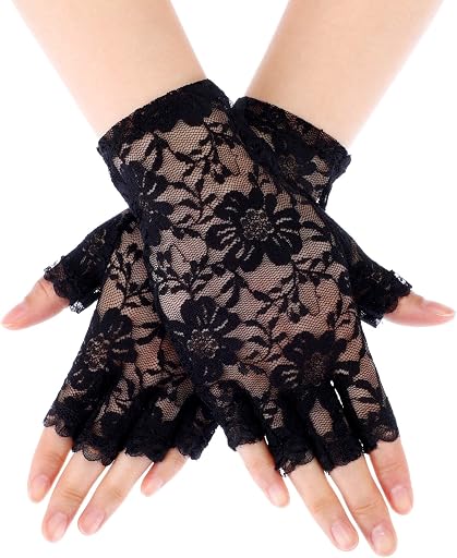 Skylety Lace Gloves Women Fingerless Glove for Tea Party