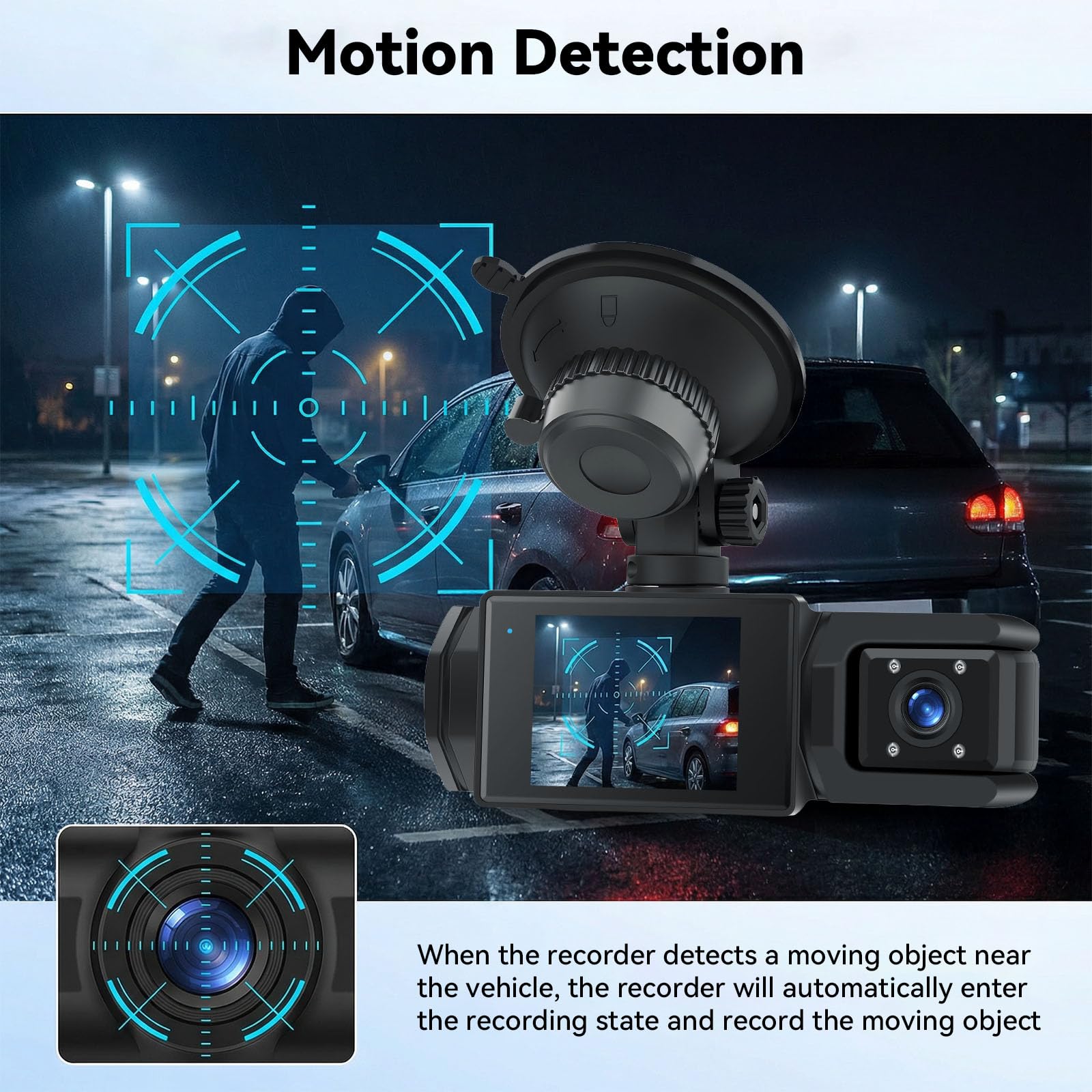 SIXTOP Dash Cam avec Caméra de Recul 1080P Full HD - Caméra de voiture avec WiFi et Application, Vision Nocturne, Mode Stationnement et Grand Angle 150° - Incl. Détection de Mouvement et Enregistremen