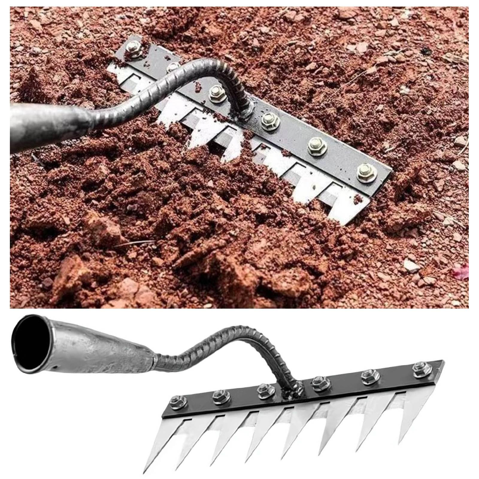 Râteau De Désherbage En Acier Carbone - 5/6/7/8 Dents, Longueur 30cm - Pour Jardinage Et Déchaumage