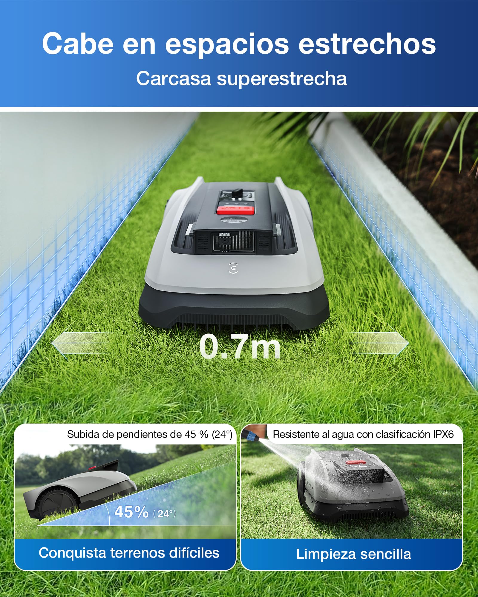 ECOVACS Goat O600 RTK Robot Cortacésped Sin Cables Perimetrales + 4 Kit de Cuchillas para Robot Cortacésped