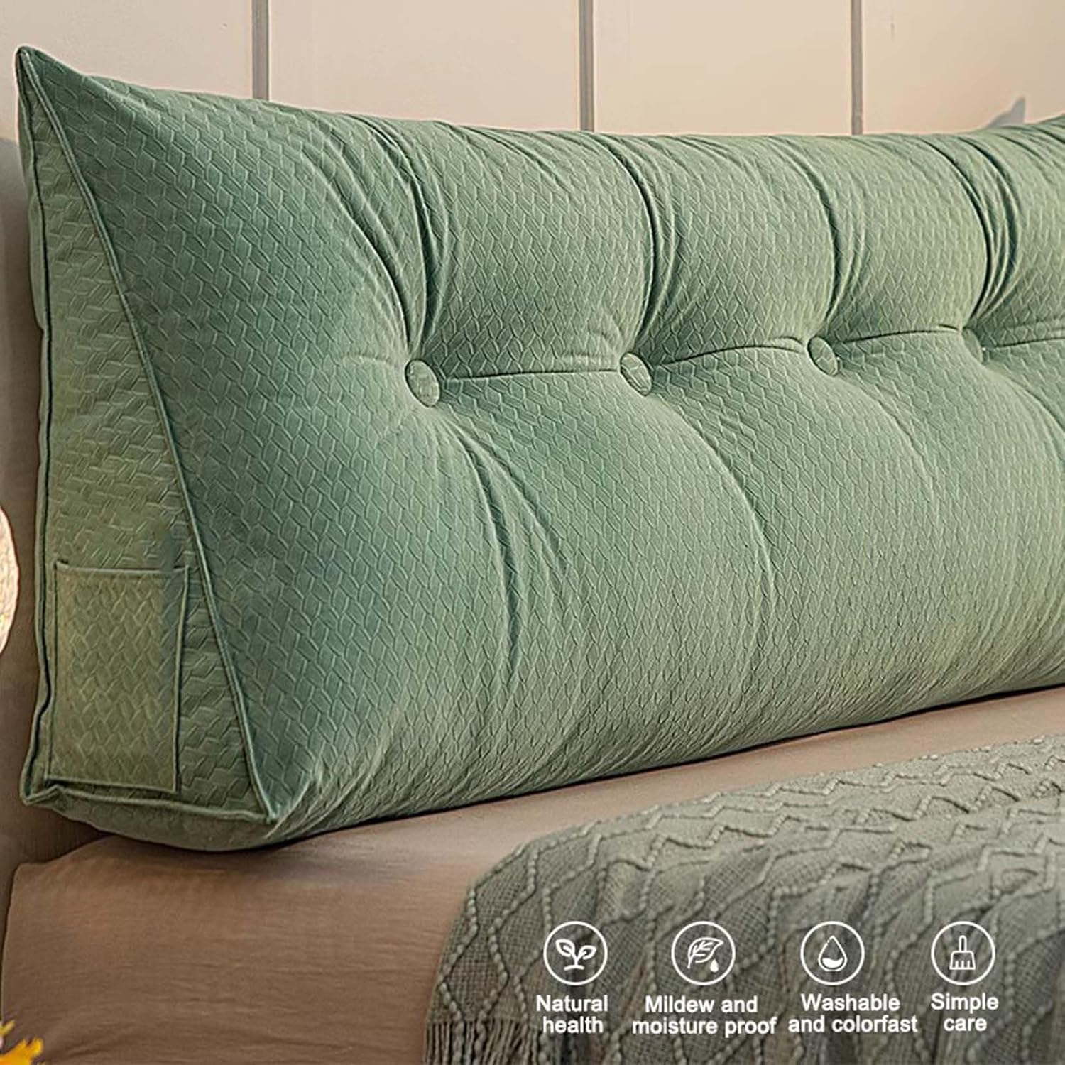 ZARBAILRE(ザールバイレ) ベッドウェッジピロー 71.5x19.75インチ x 7.9インチ ボルスタークローム ヘッドボ