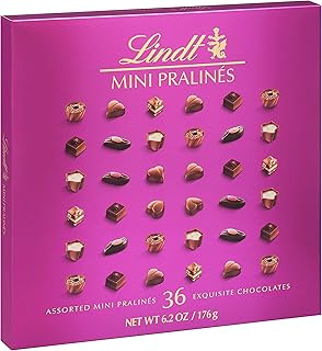 Lindt Mini Pralines, Assorted Chocolate Pralines with Premium Filling, Great for gift giving, 6.2 oz Box