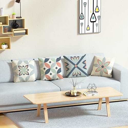 Miniatura 3 de GENGENZER Fundas de almohada de 16 x 16 pulgadas, juego de 4 fundas de almohada geométricas coloridas para sofá, hogar, sala de estar, decoración
