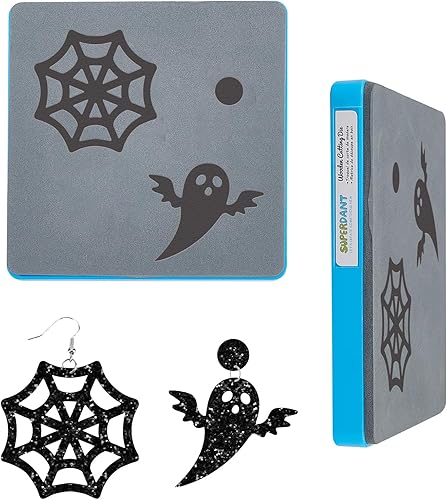 Miniatura 1 de SUPERDANT Troqueles de corte de cuero para Halloween, telaraña, fantasma, aretes troquelados, llavero, broche, troquelado, máquina de manualidades,