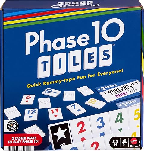 Mattel Games Phase 10 Tiles Game, Quick Family Rummy-Type Play
