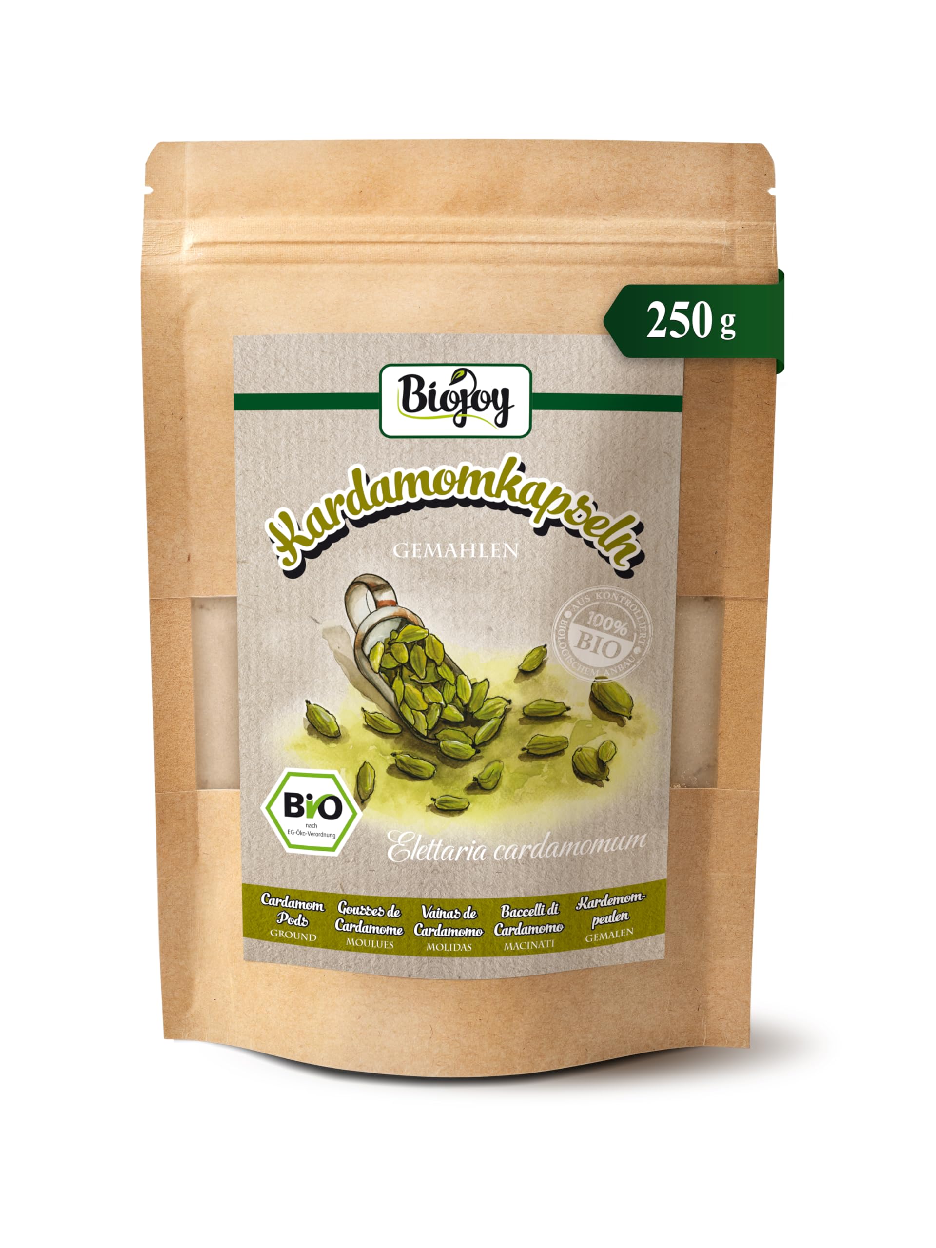 Biojoy Cardamomo molido BÍO 250 g Polvo de Elettaria cardamomum