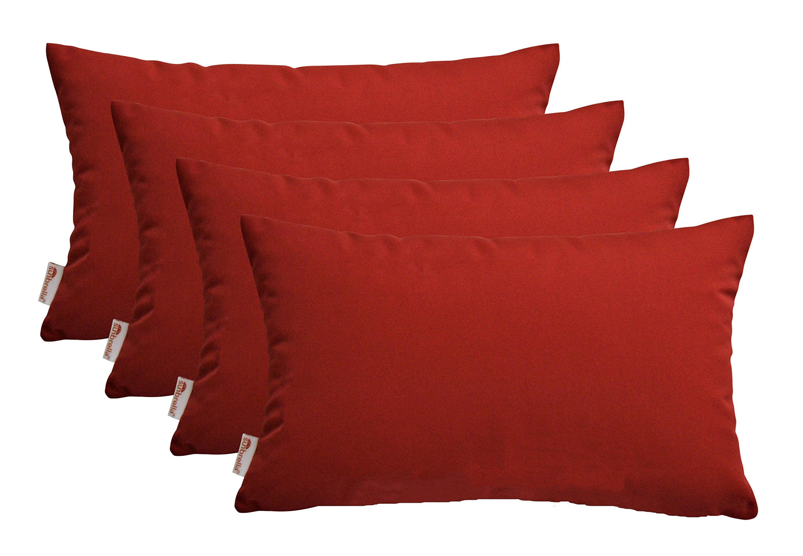 RSH DECOR Set of 4 Indoor/Outdoor Decorative Lumbar/Rectangle Pillows - Sunbrella Canvas Jockey Red