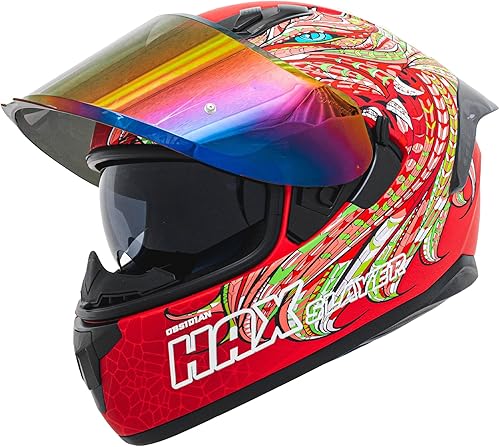 HAX Casco de motocicleta de cara completa de obsidiana con doble visera para motocicleta, bicicleta de calle con pinlock listo para aprobado por DOT HAX Casco de motocicleta de cara completa de obsidiana con doble visera para motocicleta, bicicleta de calle con pinlock listo para aprobado por DOT