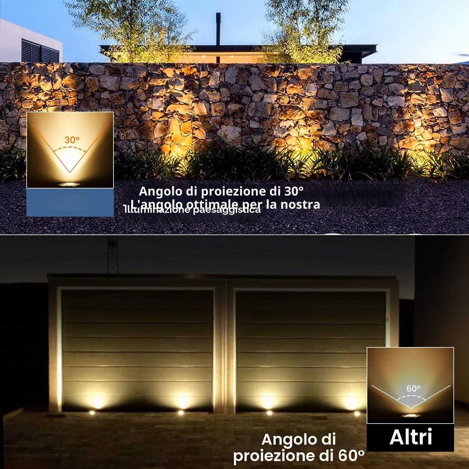 Faretti a LEDda incasso a terra, 3 W, 230 V CA, classe IP65, 270 lumen, per esterni, luce bianca calda, 4 pezzi