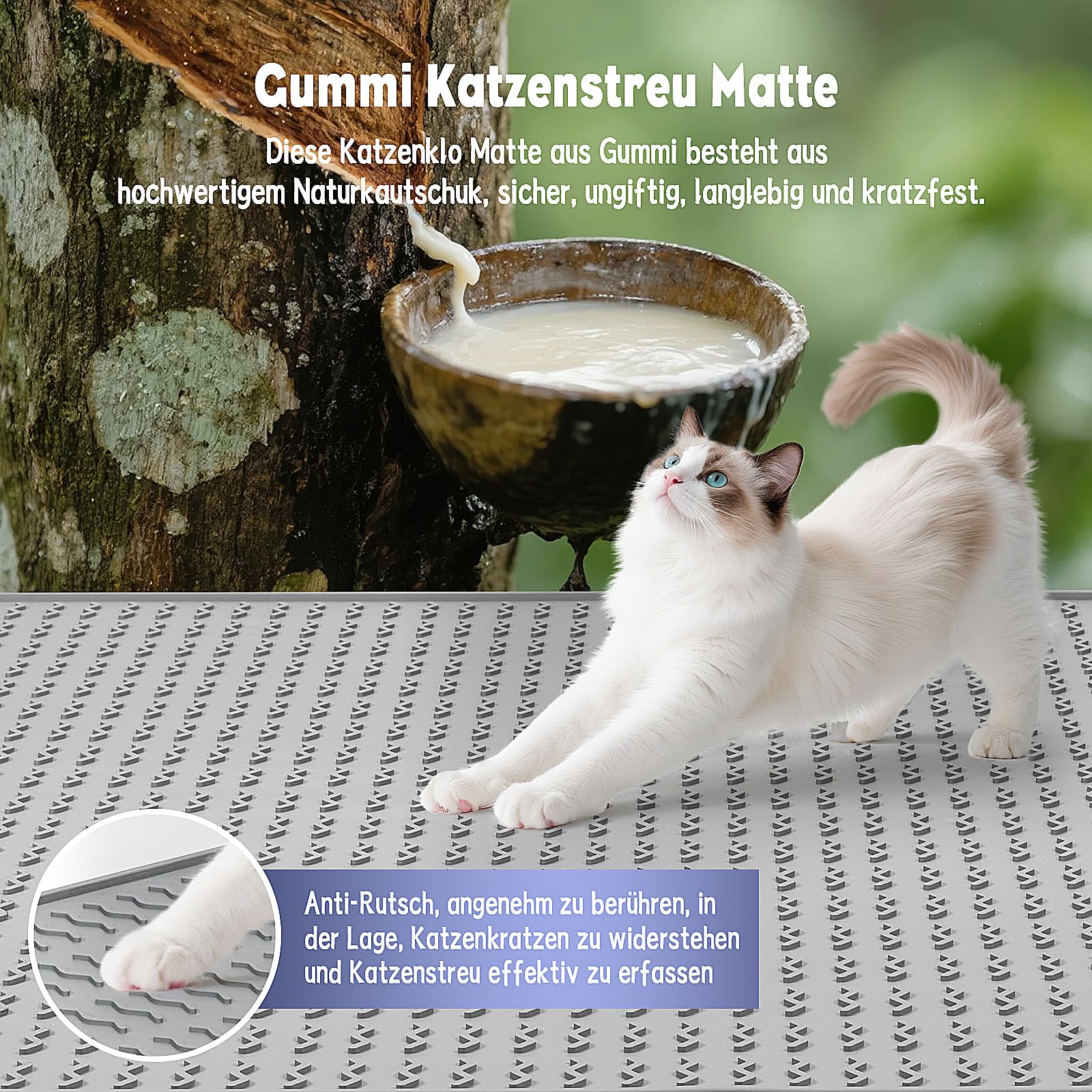 Katzenklo Matte,120x89cm Katzenstreu Matte Wasserdicht,Matte Katzenklo Unterleger Silikon,Katzenmatte Katzenklo Rutschfest,Katzenmatte Übergröße geeignet für eine Gruppe von Katzen (Grau)
