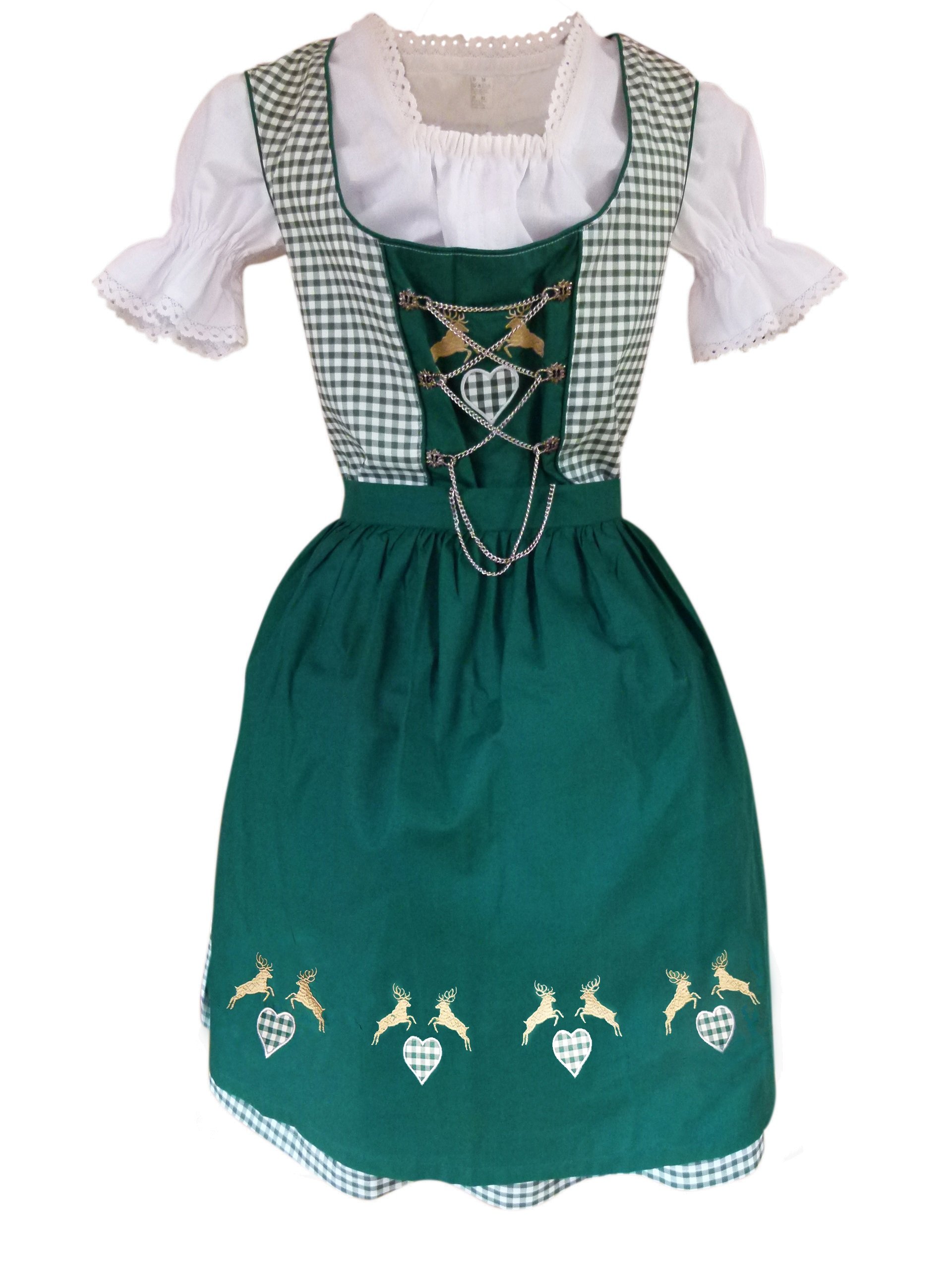 Dirndl World Women-s Di17-18, 3 Piece midi Dirndl-s Dress-ES in, drindle-s Blouse Apron, Sizes 4-22