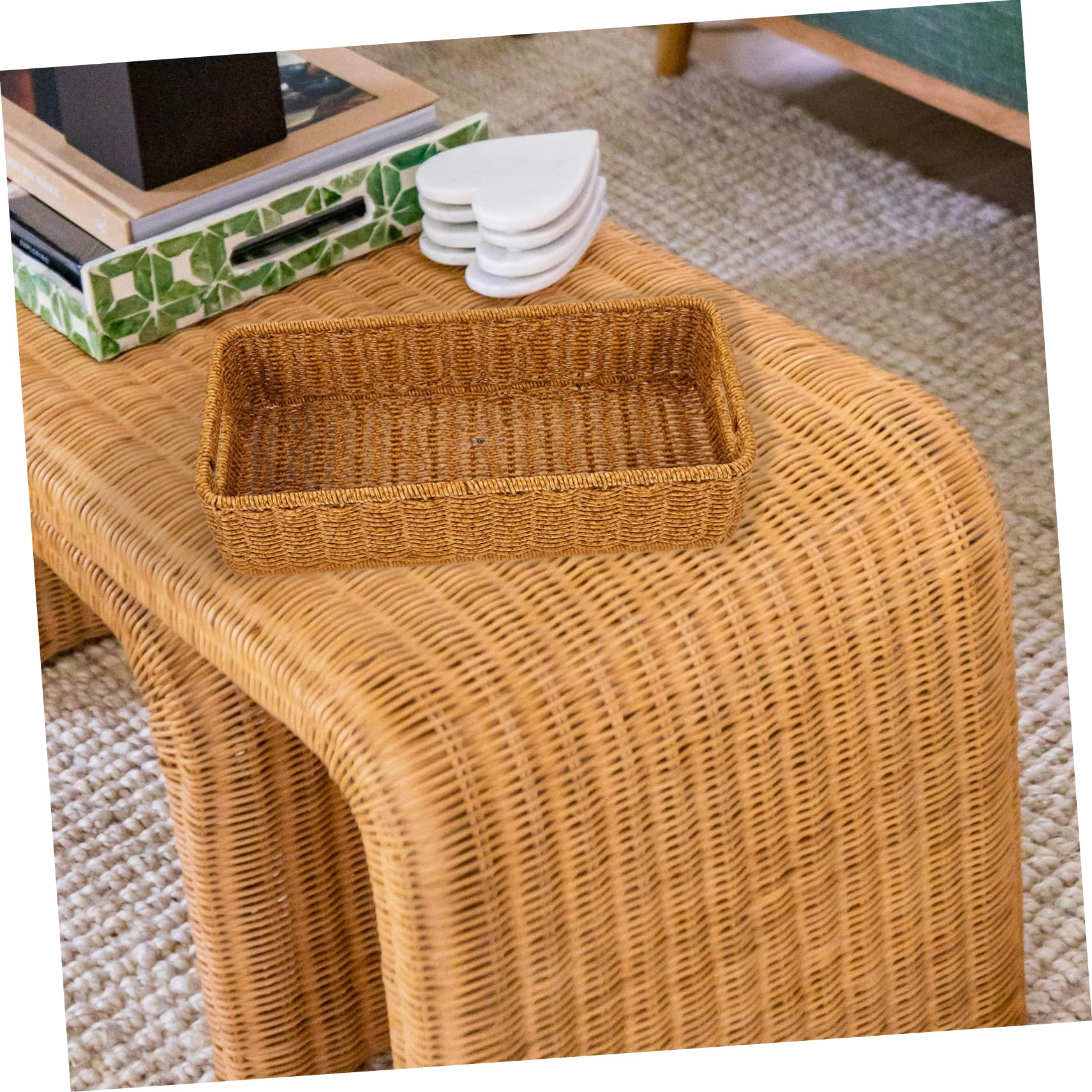 Ciieeo 4 Piezas Cesta De Cubiertos De Ratán Compartimento para Cuchara y Tenedor Cesta De Almacenamiento De Algas Marinas Canastas Nido Decorativas Frutero Ovalado Khaki Ratán De Plástico