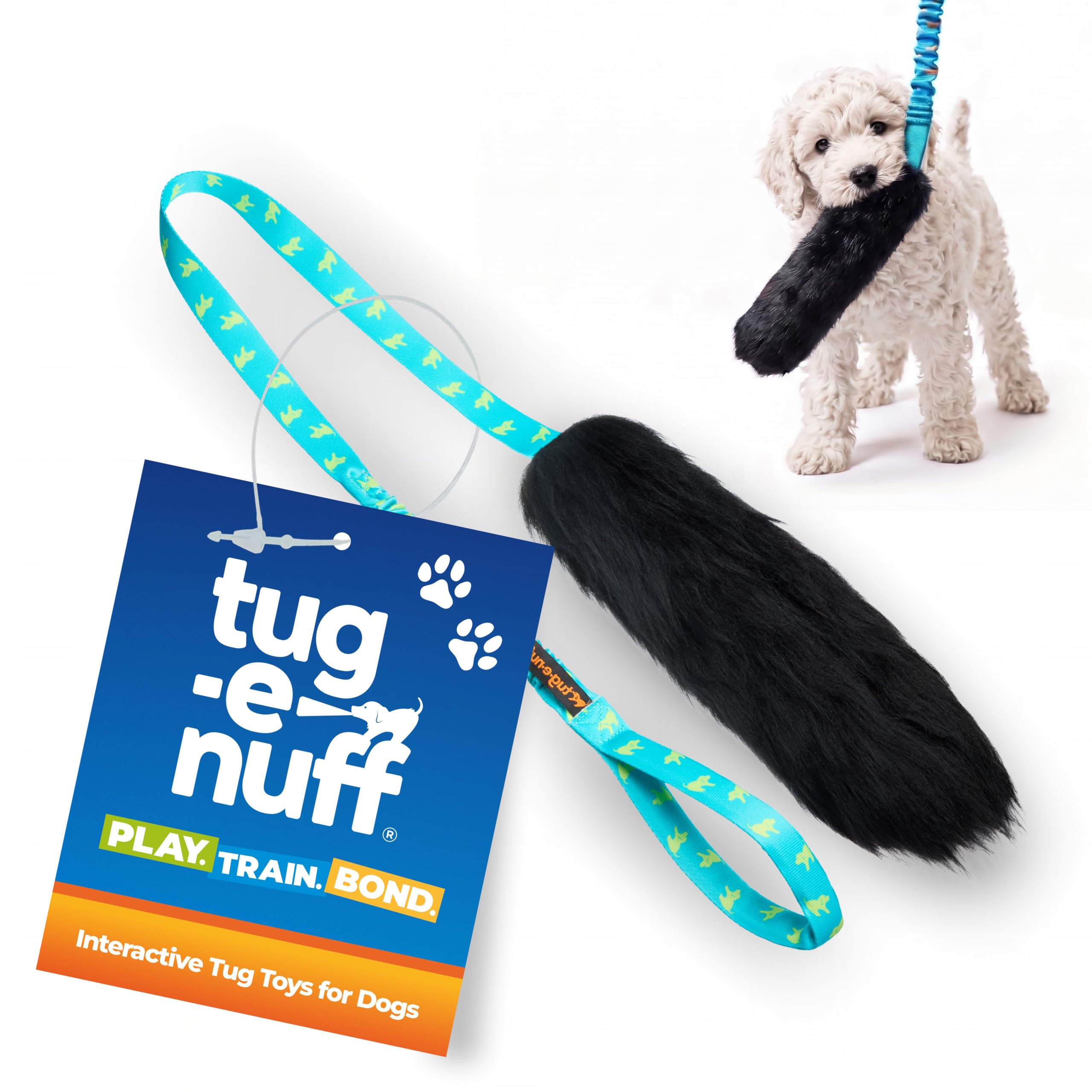 Tug-E-Nuff Sheepskin Bungee Chaser Dog Tug Toy (Teal Pattern), 112cm