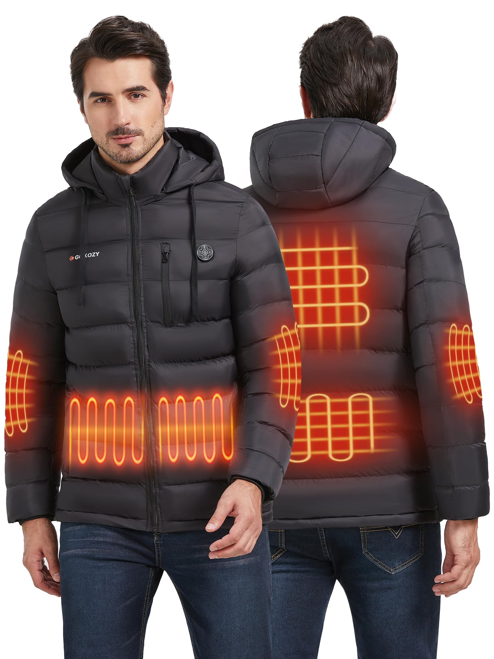 Heated Jacket for Men - Heated Body Warmer Heating Jackets Lightweight Outwear Coat Heated Jacket with 7.4V Battery Pack Outdoor activities Parka