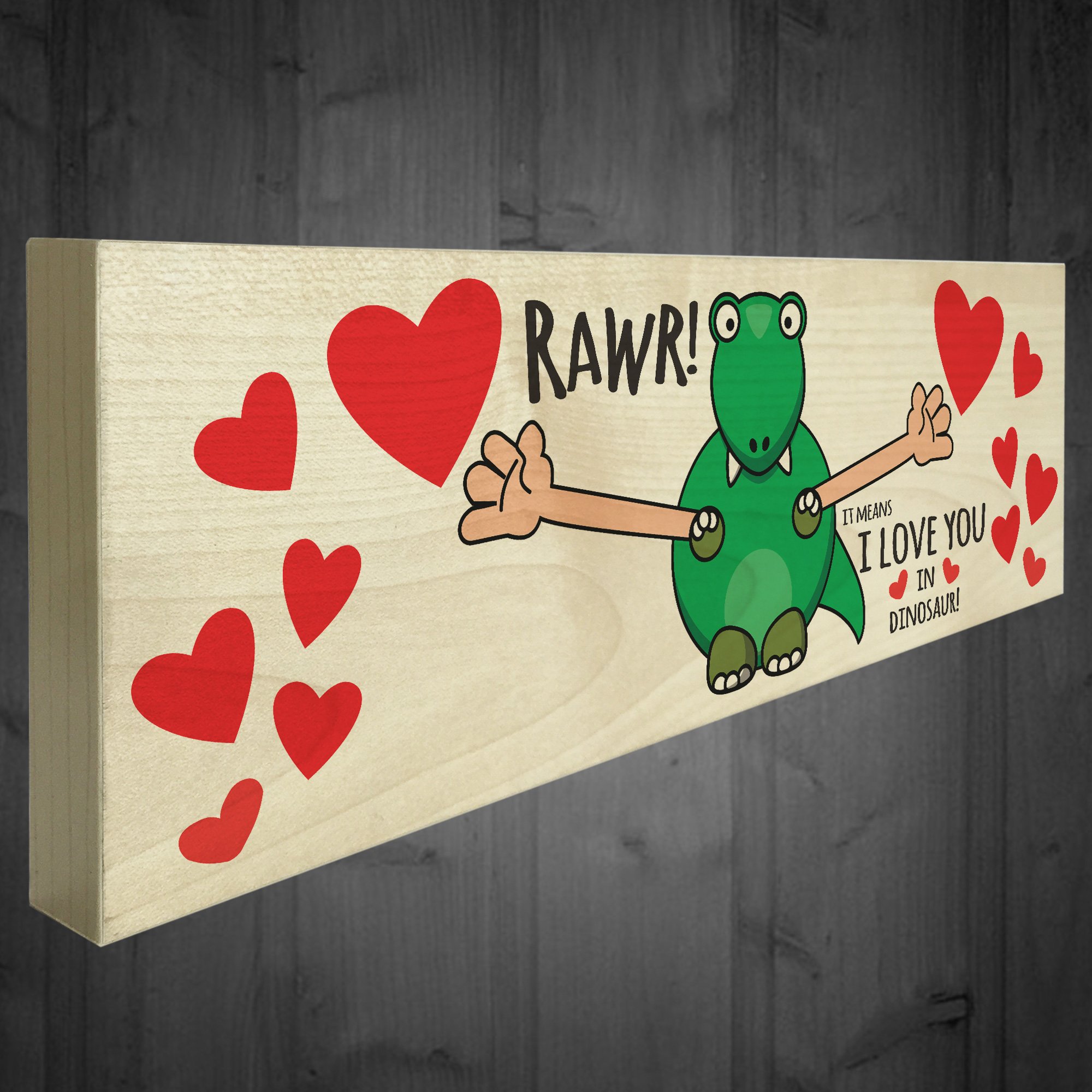 Red Ocean Rawr It Means I Love You In Dinosaur Freestanding Valentines Day Plaque Cute Funny Gift