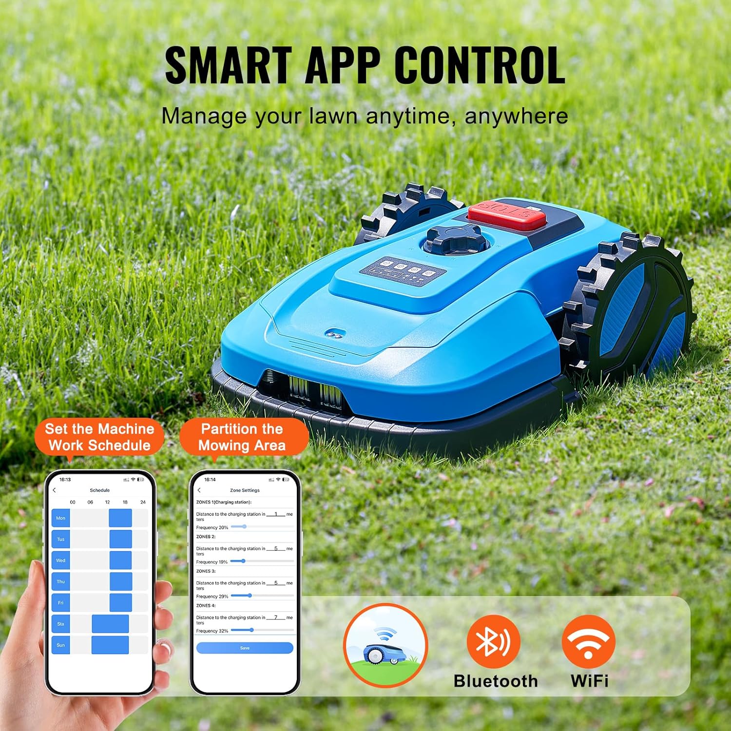 Smartphone app interface for VEVOR Robot Lawnmower control