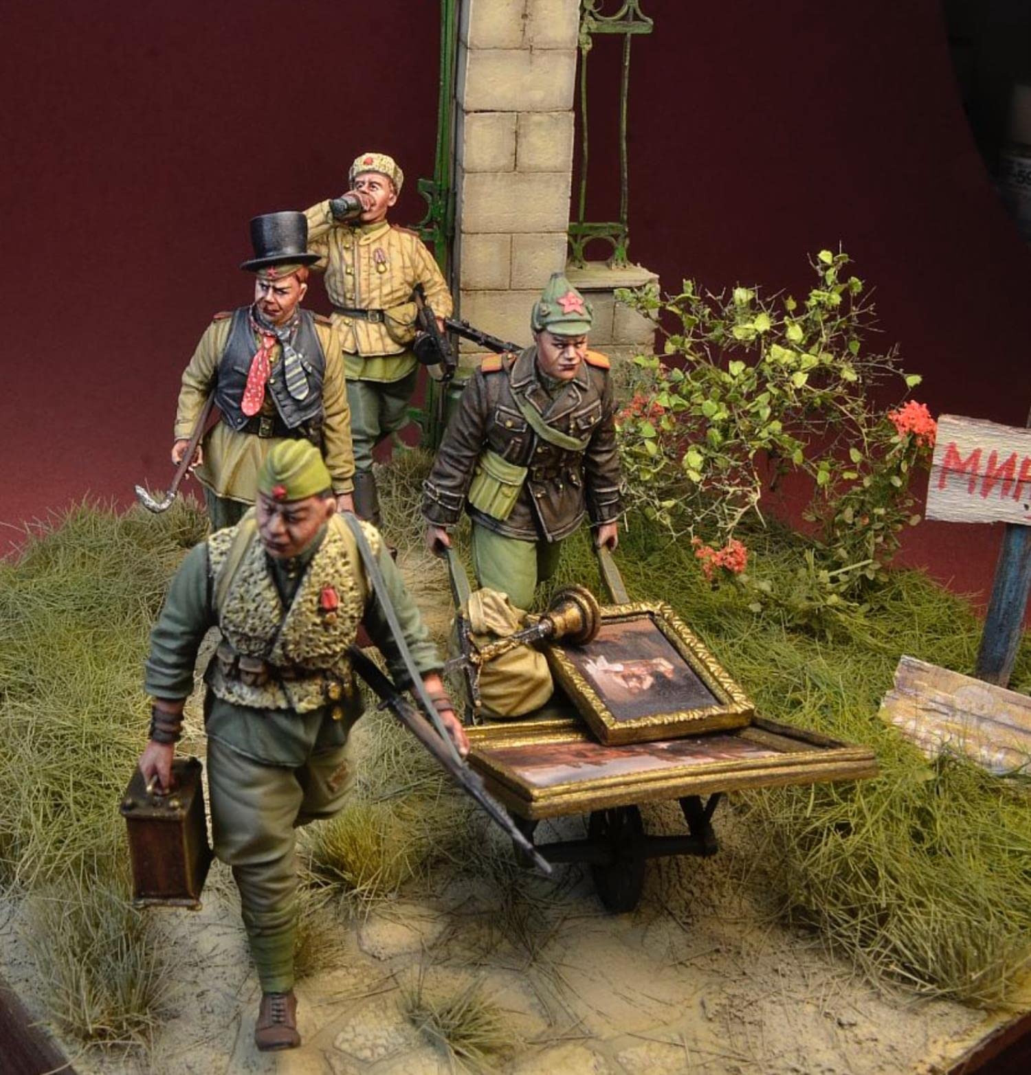 1/35 Harzfigur Modellbausätze GK 4 Figurenwagen Unmontierter und unbemalter Bausatz 307