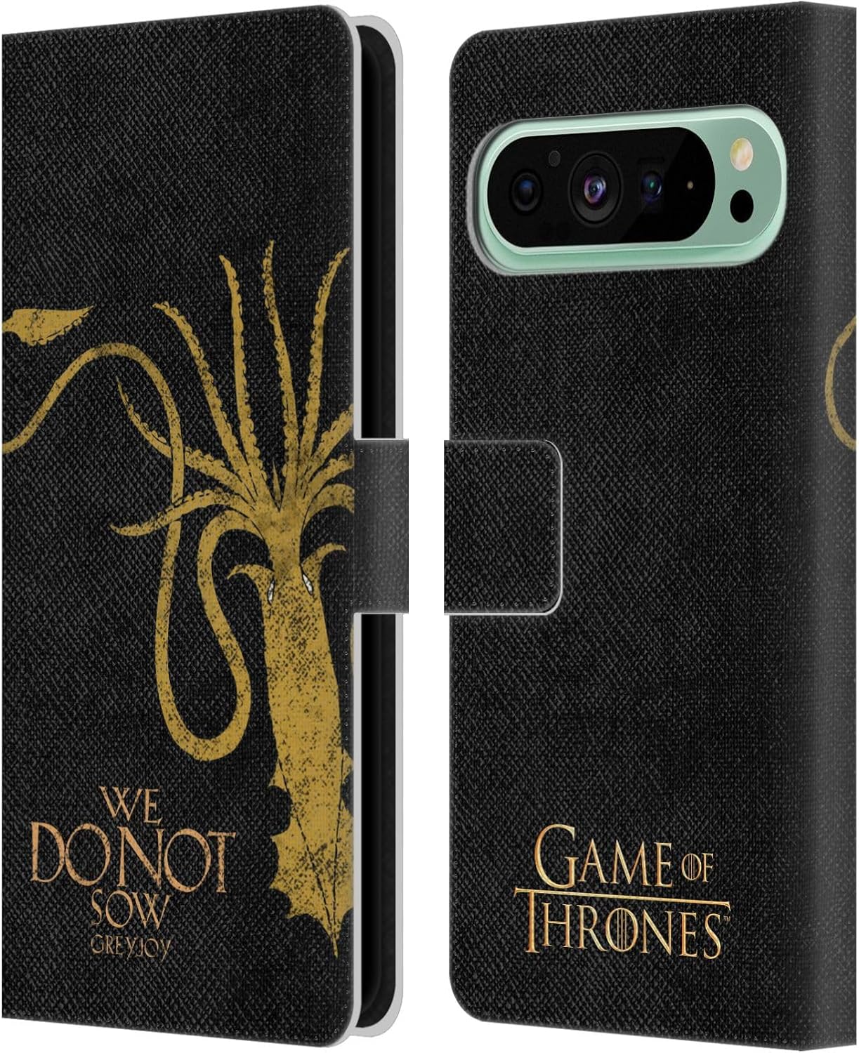Head Case Designs Officially Licensed HBO Game of Thrones Greyjoy House Mottos Leather Wallet Case Compatible with Google Pixel 9 Pro XL